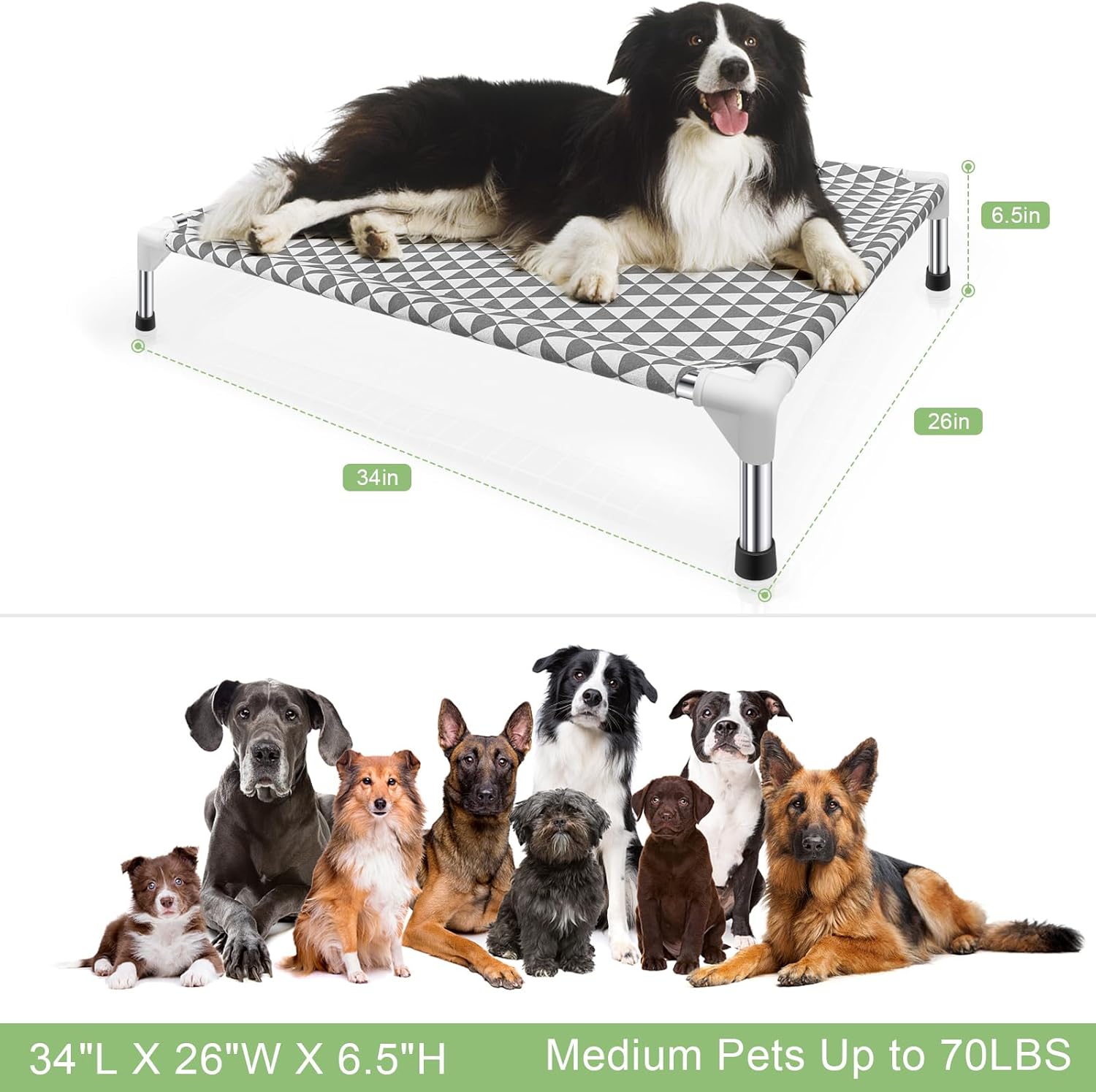 Kuntrust Elevated Outdoor Dog Bed, Medium Size, Cotton Material, Non-Slip Feet, Fits up to 70lbs - Happypetzone.online - Image 6