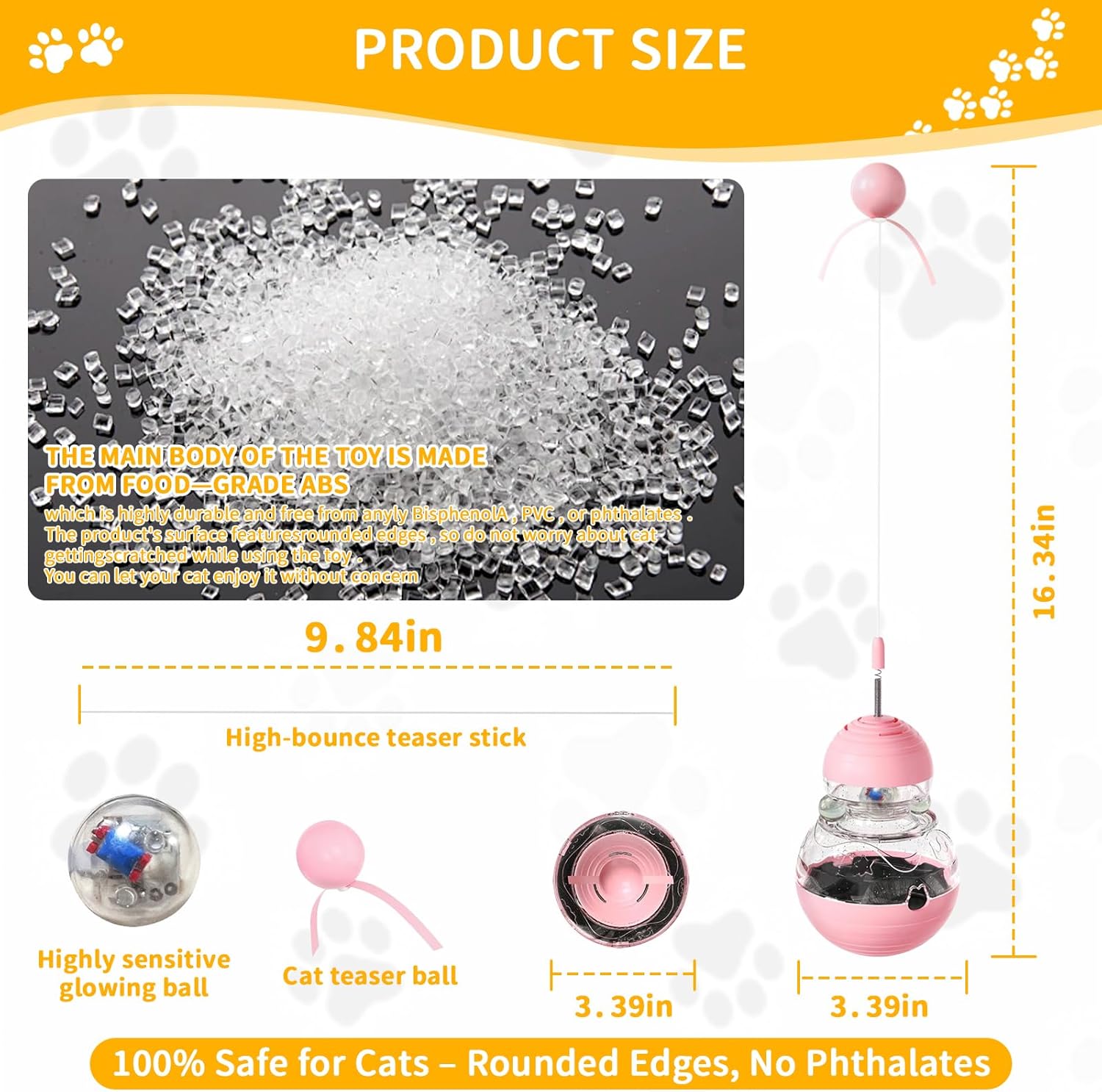 Cat Interactive Toys Engaging Wand, Slow Food Treat Dispenser, and Tumbler Design for Indoor Cats Durable, Non-Toxic, Ideal for Exercise and Boredom Relief Gift for Kitten, Pink - Happypetzone.online - Image 5
