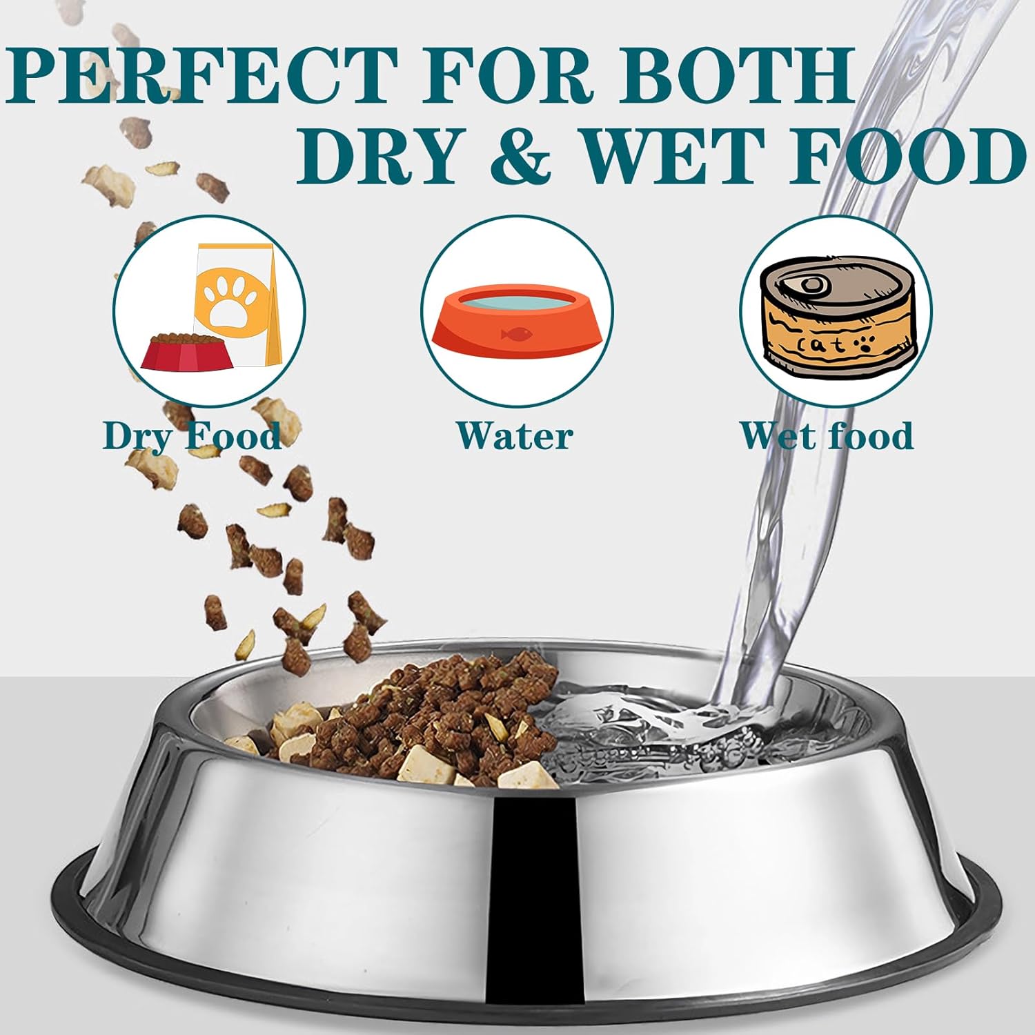 3Packs Cat-Bowls Cat Food Bowl - 4.5 Inch Non-Slip Stainless Steel Small Cat Wet Food Bowl 7 Oz Pet Feeding Bowl Whisker Fatigue Relief Cat Water Bowl for Kitten Puppy Small Dog - Happypetzone.online - Image 2