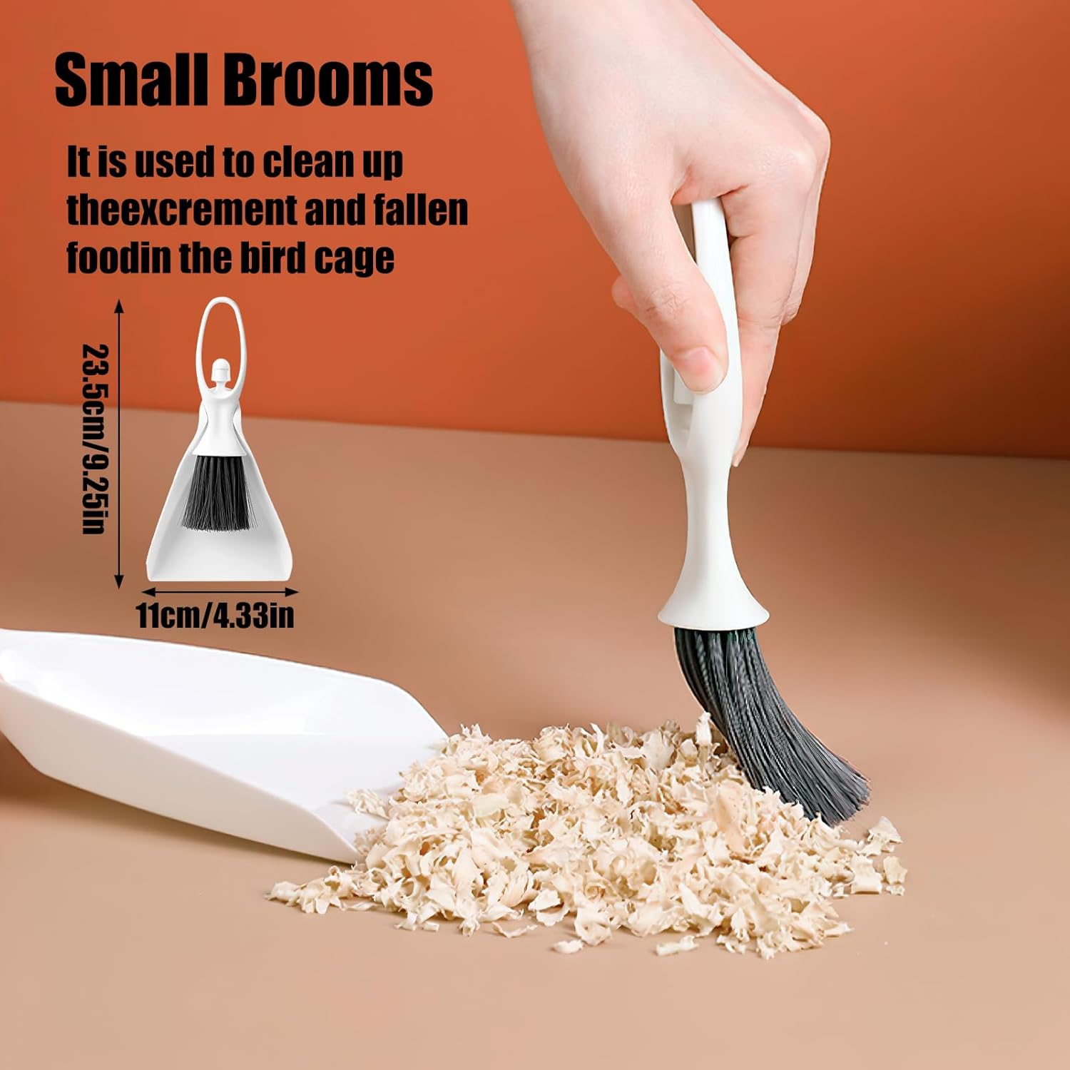 5 Pcs Bird Cage Cleaner Set,Stainless Steel Poop Remover Bird Cage Accessories,Bird Cages Cleaning Brush & Scraper,Cleaning fork & shovel,Mini Dustpan and Broom Set,for Small Animal Cages Clean - Happypetzone.online - Image 5