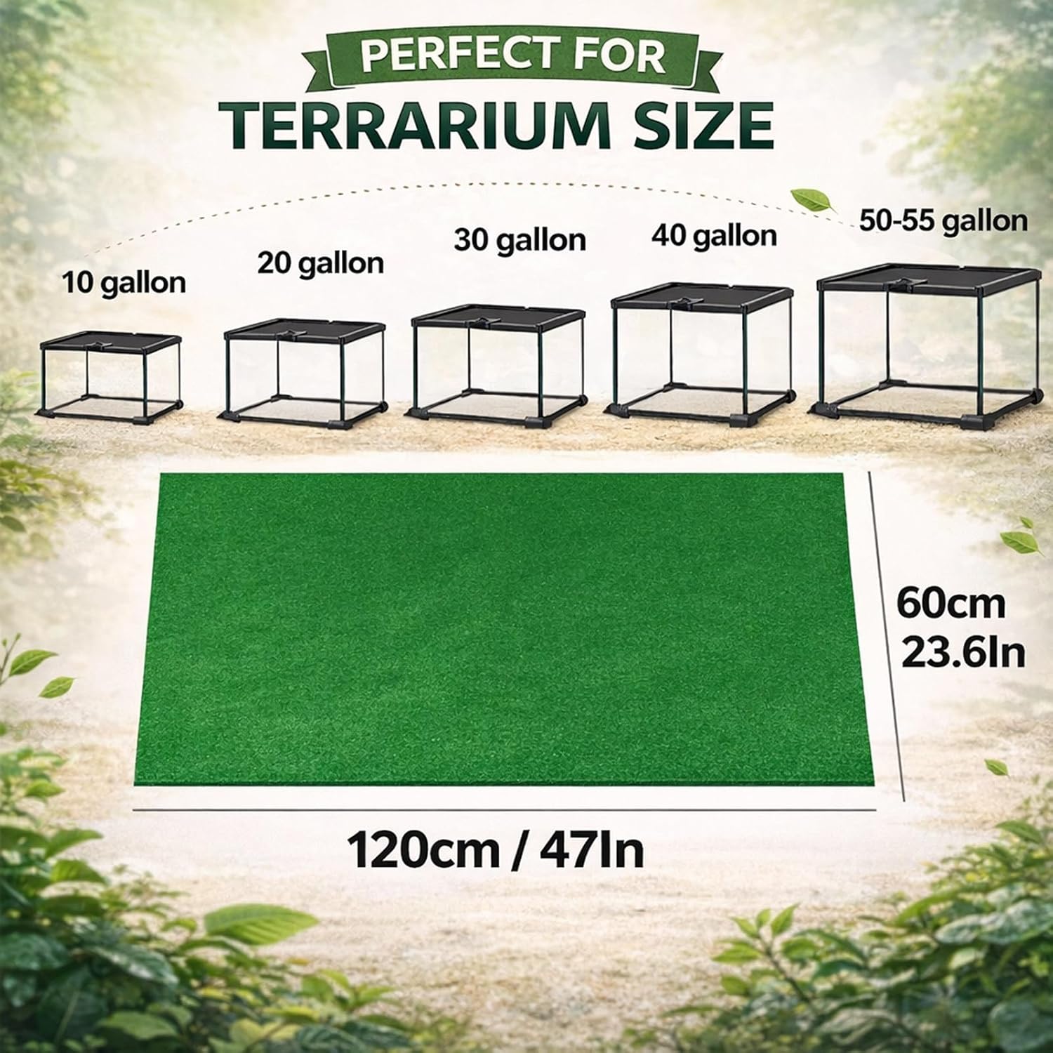 Mechpia 47" x 24" Large Reptile Carpet Terrarium Liner Bedding Reptile Substrate Mat Tank Accessories for Bearded Dragon Snake Lizard Tortoise Leopard Gecko (Green) - Happypetzone.online - Image 3