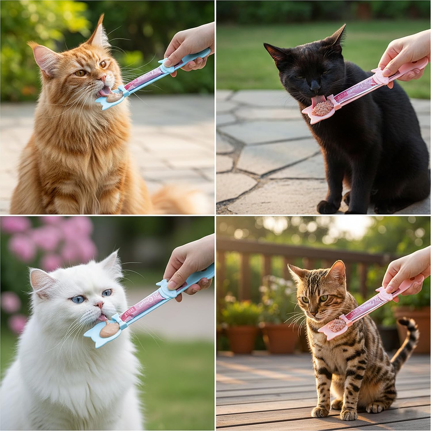 4PCS Cat Treat Spoon Set - Colorful Cat Treat Squeeze Spoon for Lickable Wet Treats, Fun Feeding Dispenser for Cats - Happypetzone.online - Image 8