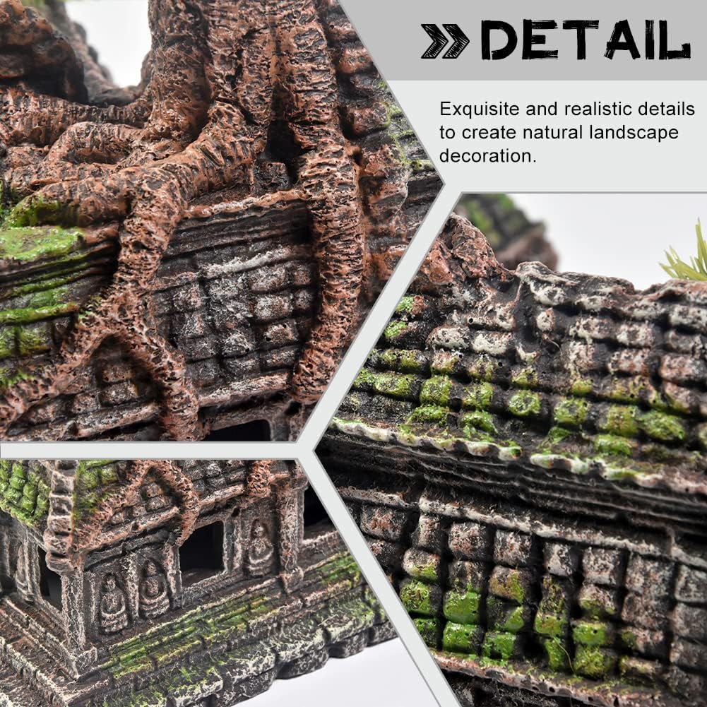 Aquarium Decorations Large Fish Tank Ornament Reptile House Shelter Decor Aquarium Hides with Betta Cave Temple Ruins Tree House Aquarium Landscape Decoration - Happypetzone.online - Image 5