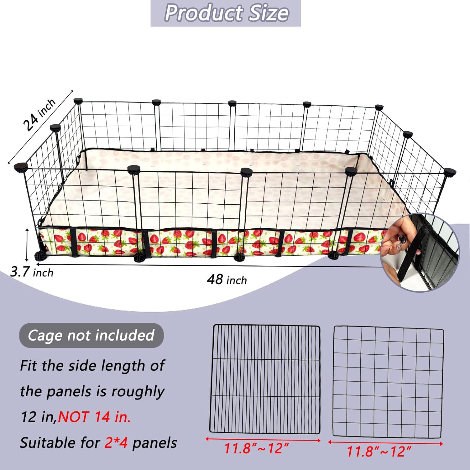 Guinea Pig Cage Liner,Washable Waterproof Oxford Cloth Cage Liners for Small Animals,Hamster Chinchilla Hedgehog Rabbit and Other Small Animals Not Include Cage (24x48 inches) - Happypetzone.online - Image 2