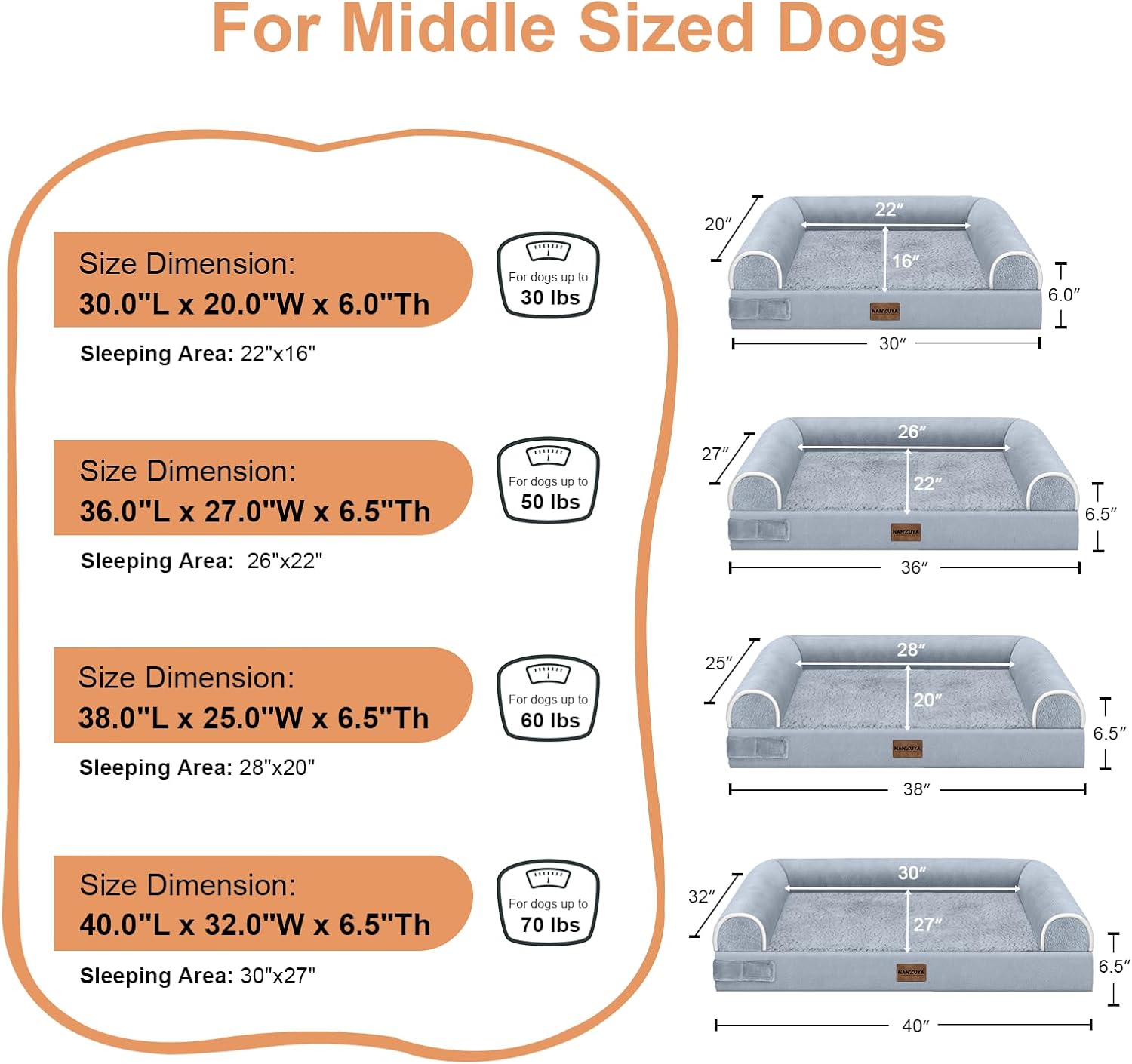 Large Dog Bed Orthopedic Washable: Beds Bolster XL Bed Large Big Dogs Memory Foam Couch Sofa Waterproof with Removable Cover - Happypetzone.online - Image 6