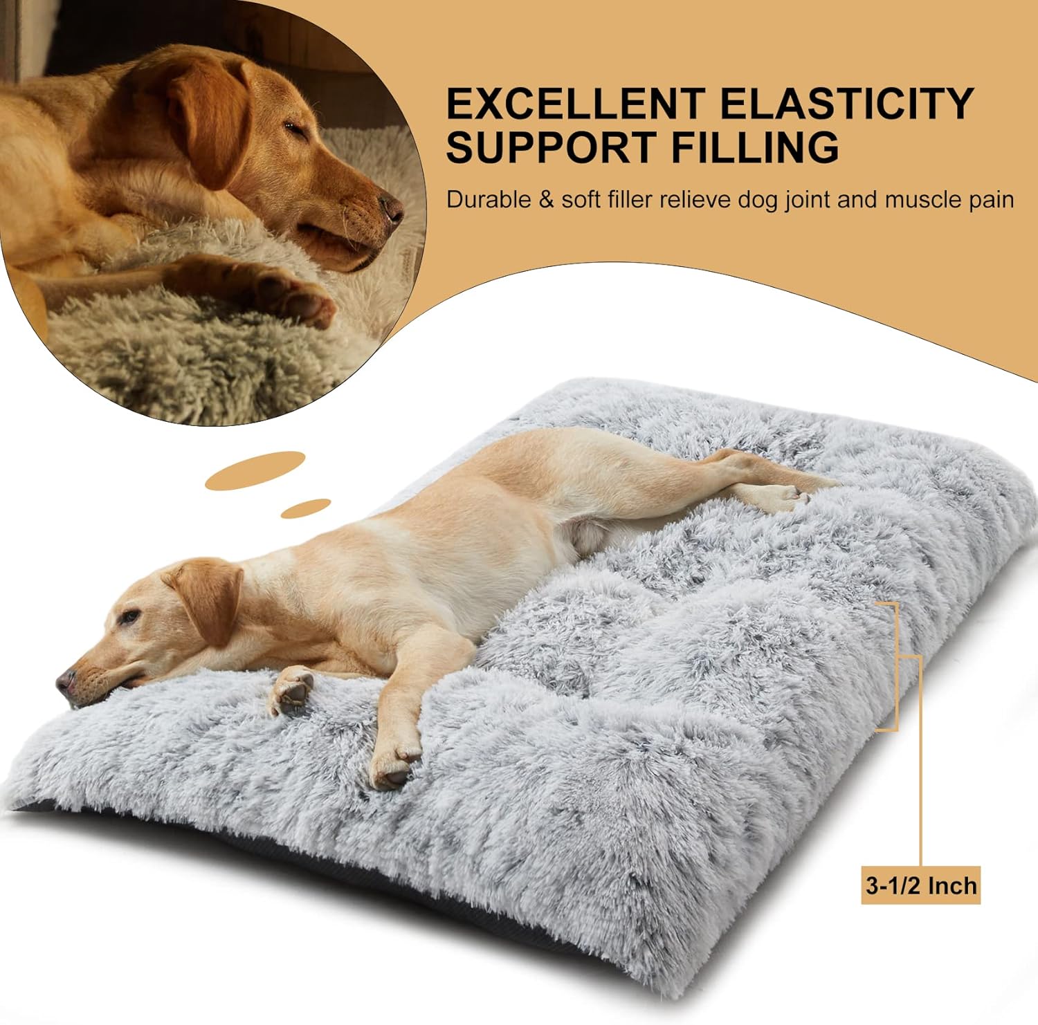 BFPETHOME Dog Beds for Large Dogs, Plush Dog Crate Bed Fluffy Cozy Kennel Pad for Sleeping &Ease Anxiety, Washable Pet Mats with Anti-Slip Bottom for Large Dogs, Grey - Happypetzone.online - Image 5
