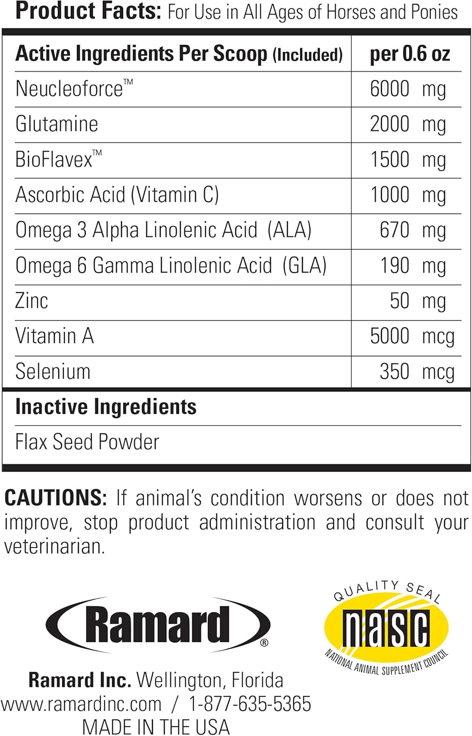 Ramard Total Immune Blast - Equine Immune Support, Horse Vitamin & Powder Supplement w/Zinc, Selenium, Omega 3, Omega 6 & Vitamins w/Nucleotides, Equine Powder & Supplements 1.12 lbs. 30 Days Supply - Happypetzone.online - Image 4