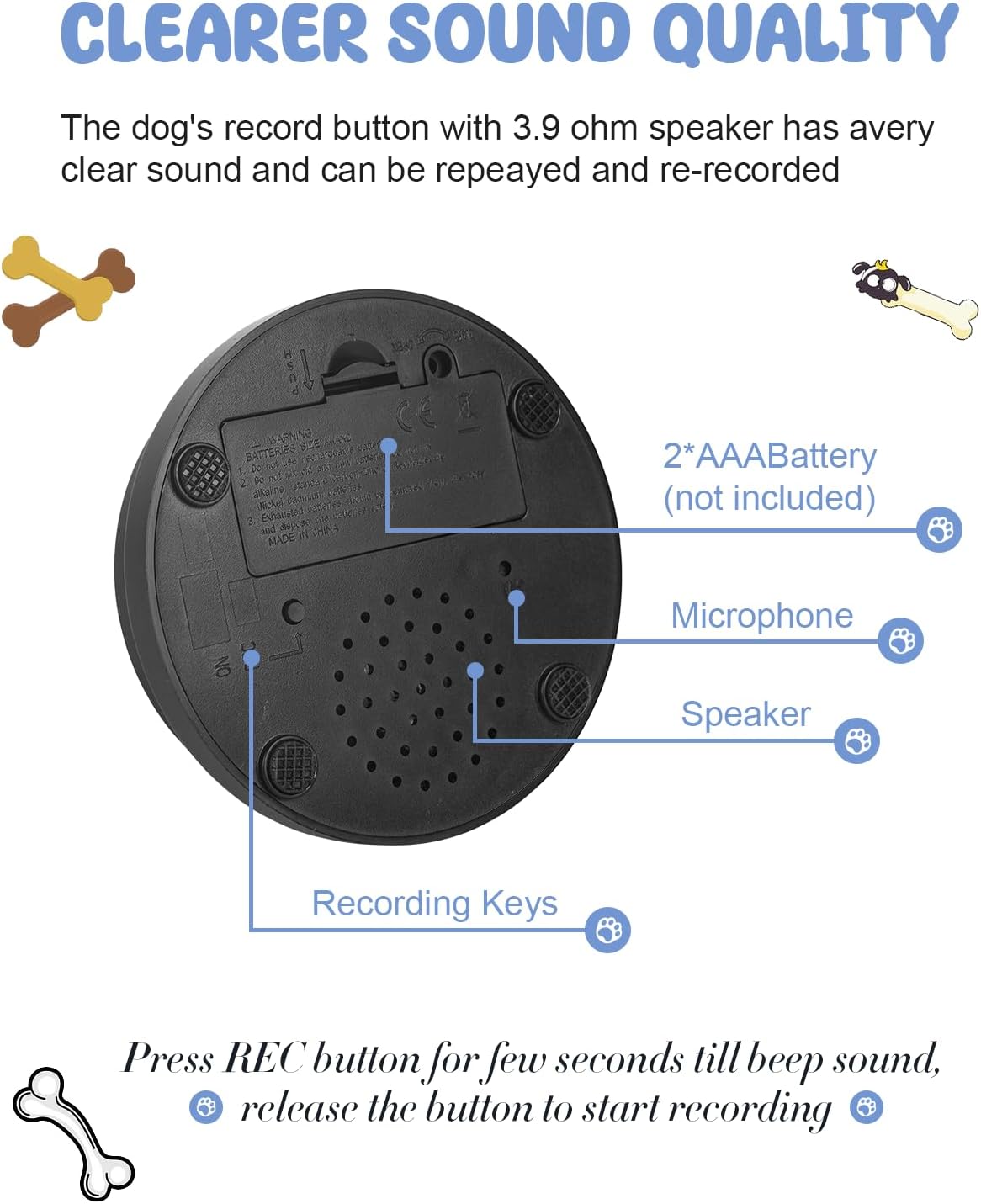 Acools Dog Buttons for Communication, 6 Pcs Dog Talking Button Set, 30s Voice Recordable Pet Training Buzzer, Speaking Buttons for Cats & Dogs with Waterproof Dog Activity Mat and 24 Scene Stickers - Happypetzone.online - Image 6