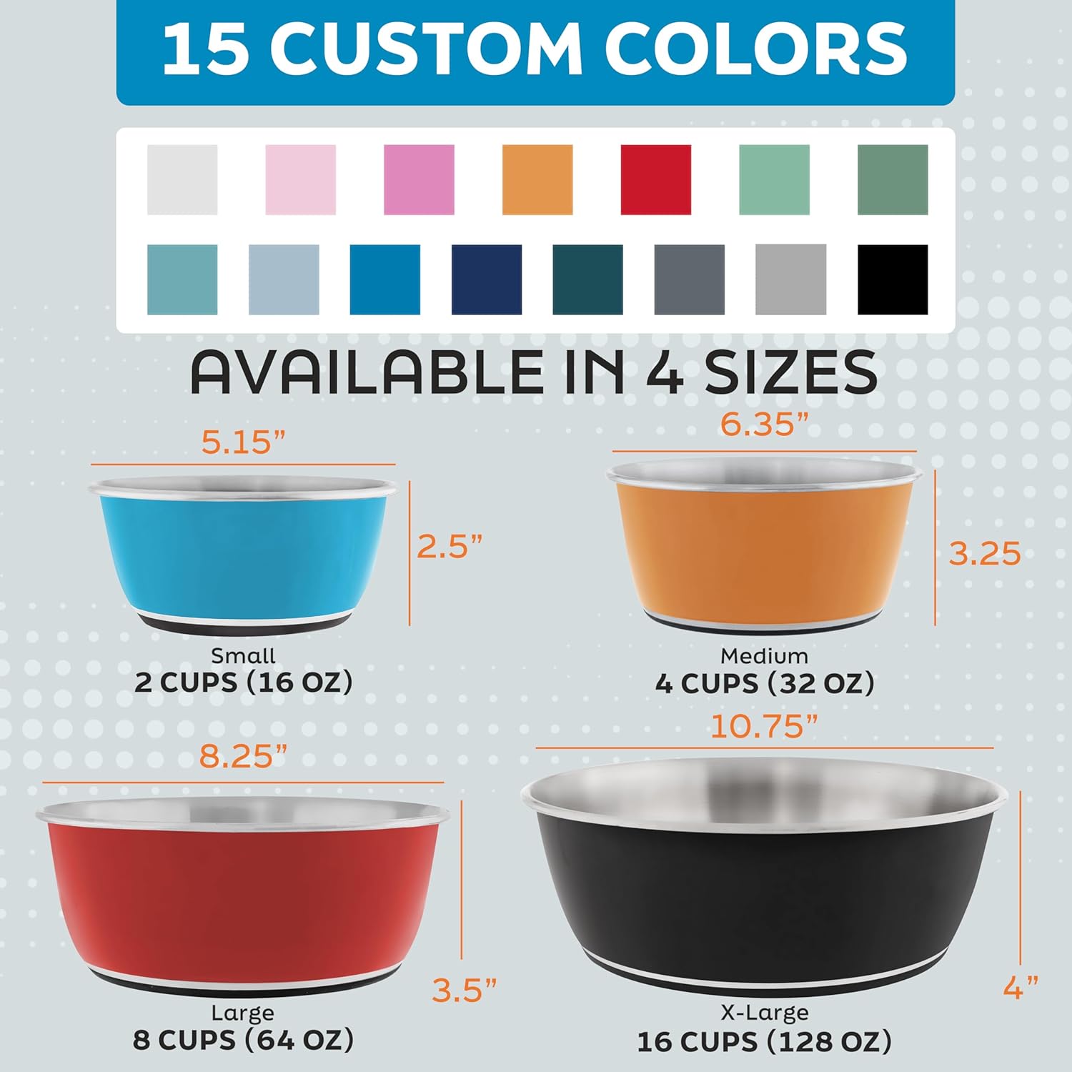 Master Pet Supply Stainless Steel Dog Bowls Set of 2 (32 Oz Each) with Non-Slip Rubber Base - Black Velvet - Basic Dog Food Bowl Water & Food Bowls for Small Medium Large Dogs & Cats, Metal Dish - Happypetzone.online - Image 5