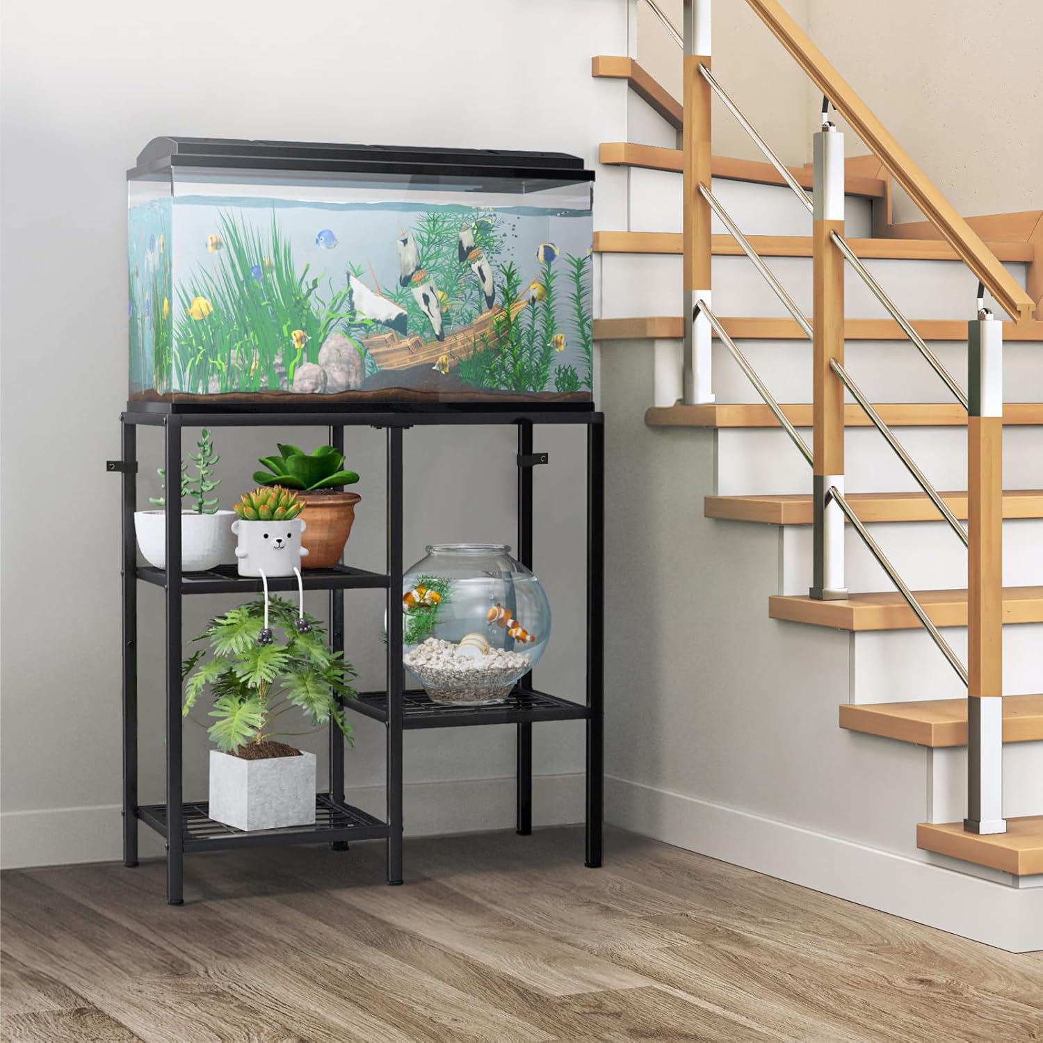CADUKE Aquarium Stand 20 Gallon, Metal Fish Tank Stand, Aquarium Rack Stand for Fish Tank Accessories , 3 Tier Turtle Reptile Terrarium Stand for Living Room Office - Happypetzone.online - Image 5