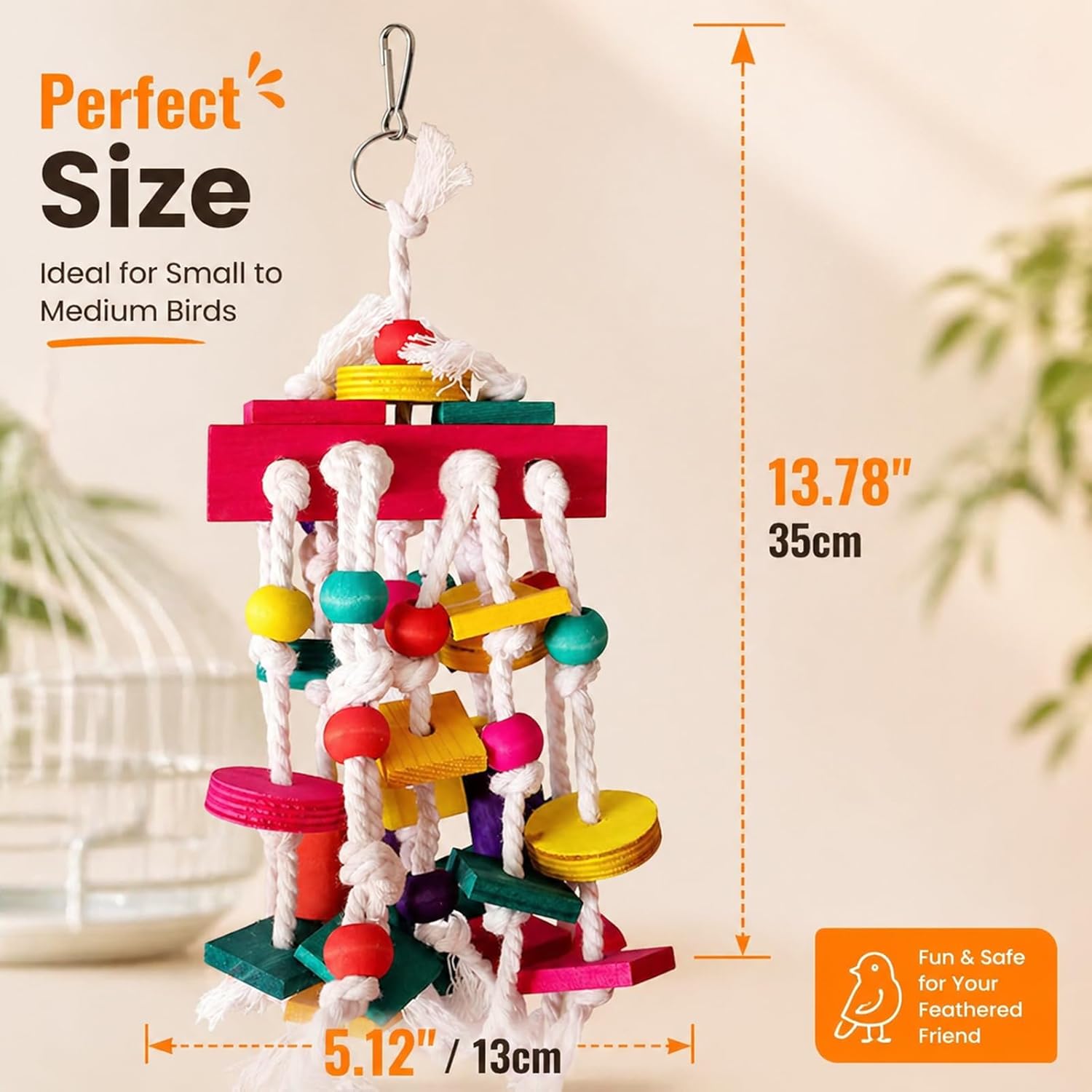 Rypet Bird Chewing Toy - Parrot Cage Bite Toys Wooden Block Bird Parrot Toys for Small and Medium Parrots and Birds - Happypetzone.online - Image 3