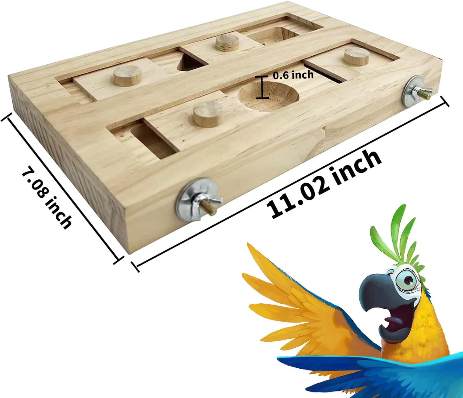 FlidRunest Extra-Large Wooden Bird Foraging Box Toy, Bird Puzzle Toy Seed Food Feeder, Enrichment Foraging Toy for Parrot, Parakeet, Cockatiel, Conure, Sun Conures, African Grey, Macaw - Happypetzone.online - Image 2