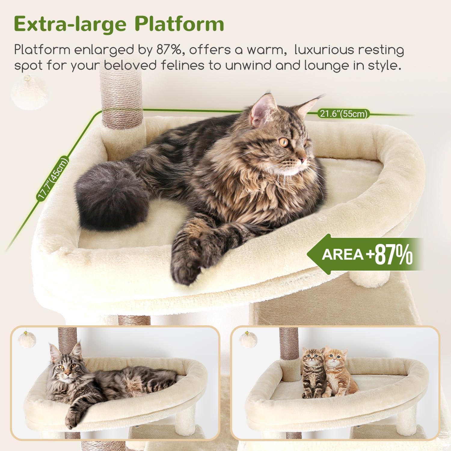 Globlazer Giant Cat Tree, 83 inch Cat Tree for Indoor Cats Large Adult, XXL Cat Tower with 9 Scratching Posts for 20lb+ Heavy Duty Large Adult Cats, F83, Beige - Happypetzone.online - Image 2