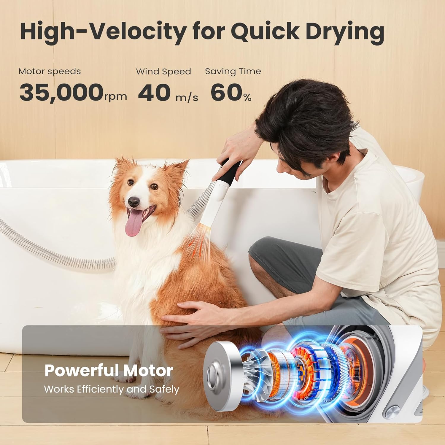 Pecute Dog Grooming Vacuum & Dryer, 7-in-1 Pet Grooming Kit with Clipper, 10000Pa Dog Vacuum for Shedding Grooming, Adjustable Speed & Temp, 55dB Low Noise,1.7L Dust Cup - Happypetzone.online - Image 5