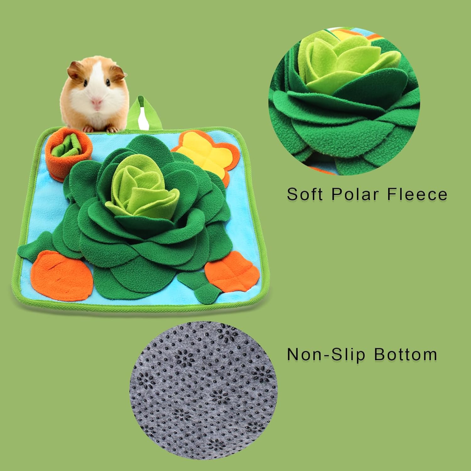 Rabbit Foraging Mat Snuffle Mat for Small Animals Bunny Puzzle Toys Pets Interactive Feeding Mat for Guinea Pigs Hedgehog Chinchilla Puppies (Green) - Happypetzone.online - Image 3