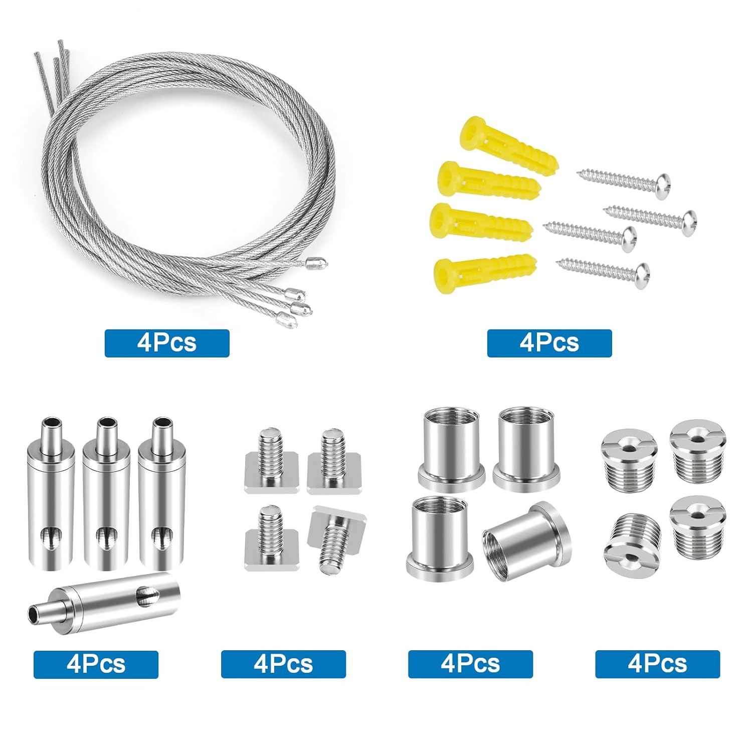 Ceiling Hanging Wire Cable Kit, 4 Sets Wire Cable Hanging System kit, Aquarium Light Hanging Kit, Adjustable Wire Rope for Linear Light, Panel, Pendant, Chandelier, Suspension Light Fixture - Happypetzone.online - Image 4
