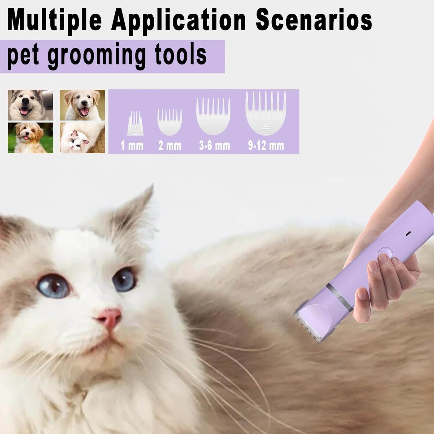 Veeconn Dog Grooming Clippers Kit-Electric Rechargeable Cat Trimmer Tools-Cordless Quiet Pet Nail Paw Grinder-4 in 1 Multifunctional Low Noise Shaver-Razor for feet Face Ears Toenail Eye - Happypetzone.online - Image 7