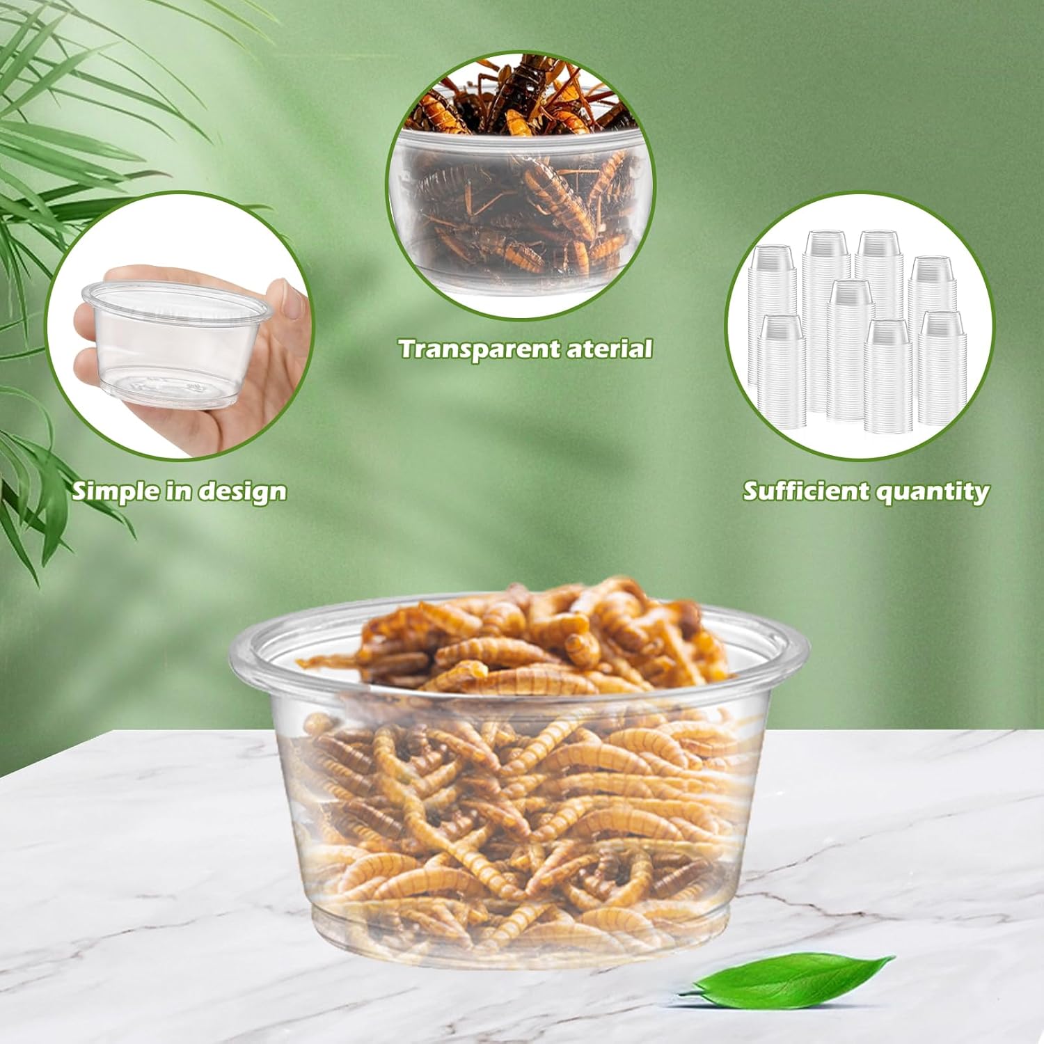 600PCS 0.5oz Gecko Food Cups | Durable Plastic Leak-Proof Reptile Feeder Cups - for Geckos, Lizards & Small Pets | Multi-Purpose for Terrarium Daily Feeding(0.5oz) - Happypetzone.online - Image 3