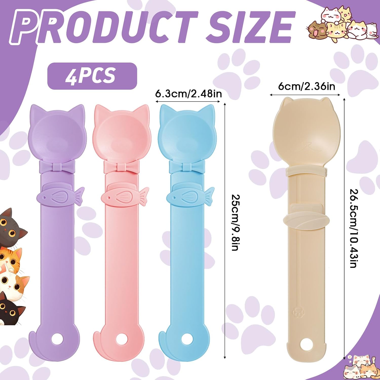 4PCS Cat Treat Spoon Set - Colorful Cat Treat Squeeze Spoon for Lickable Wet Treats, Fun Feeding Dispenser for Cats - Happypetzone.online - Image 2