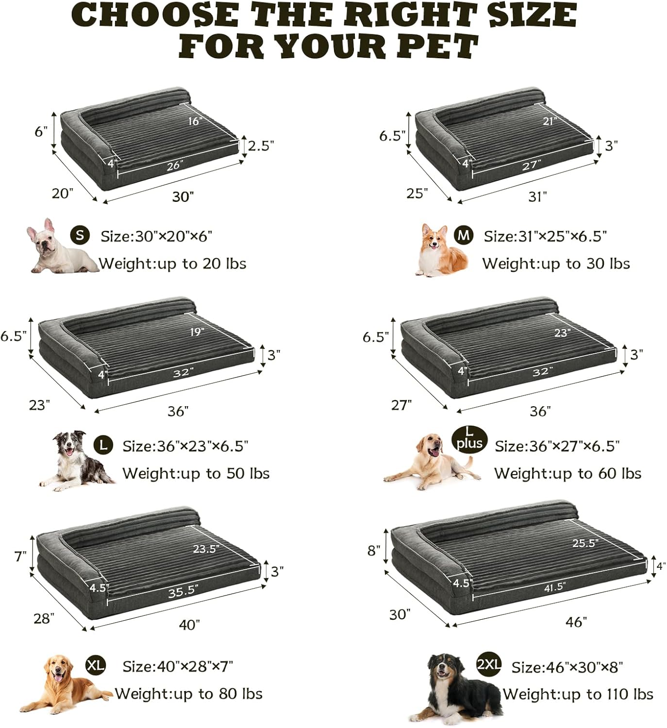 WINDRACING Orthopedic Dog Beds for Large Dogs 40x28 inch, L Shape Waterproof Dog Bed with Bolster Sides, Washable Big Pet Bed with Removable Cover & Non-Slip Bottom, Gray - Happypetzone.online - Image 5