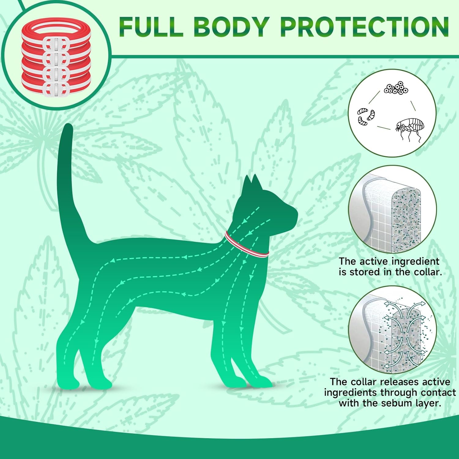 4 Pack Cat Flea Collars, Cat Flea and Tick Treatment, 32 Months Protection Flea and Tick Prevention for Cats, Waterproof Flea Collar for Cats, One Size Fits All, Red and White - Happypetzone.online - Image 5