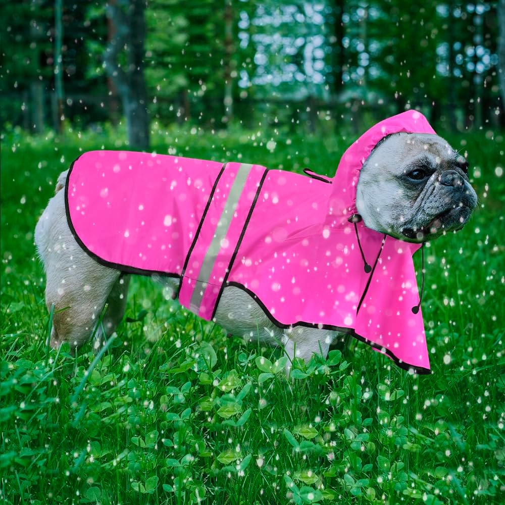 Reflective Dog Rain Coat - Waterproof Adjustable Pet Rain Jacket, Lightweight Dog Hooded Poncho Raincoat for Small to X- Large Dogs and Puppies (Pink, Large) - Happypetzone.online - Image 2
