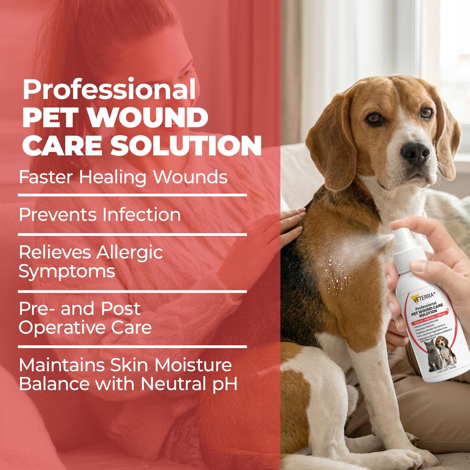 Dog and Cat Wound Care Spray for Dogs & Cats – Vet Recommended Skin Cleansing Spray, Helps Clean Minor Cuts & Scratches, Supports Skin Hygiene, Gentle No-Sting Formula - 3.38 Oz 100 Ml - Happypetzone.online - Image 2