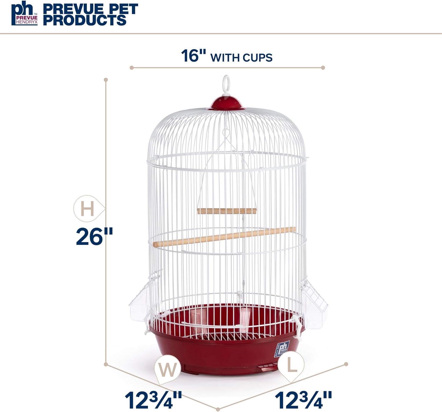 Prevue Hendryx Classic Round Bird Cage, Red, SP31999R,1/2" - Happypetzone.online - Image 8