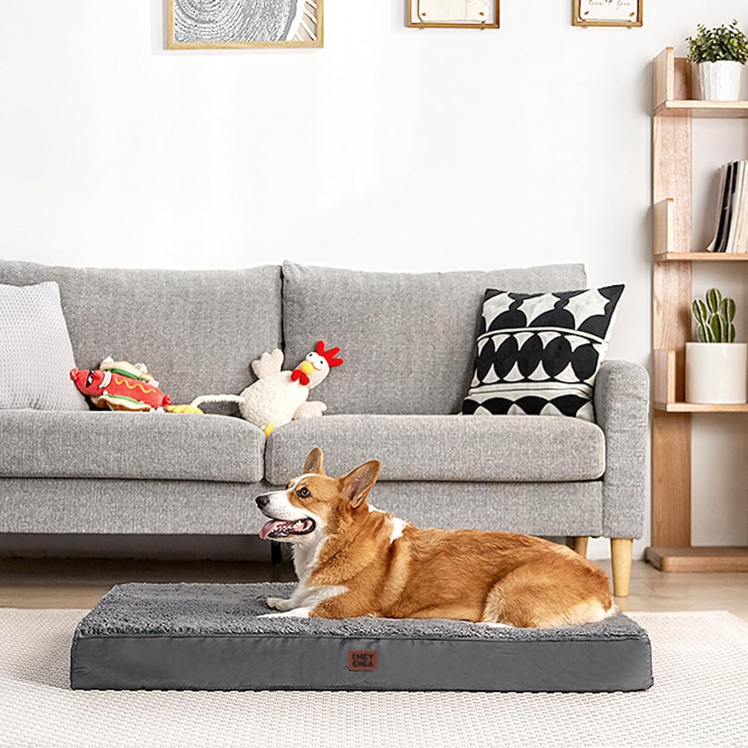 EHEYCIGA Orthopedic XL Dog Beds for Extra Large Dogs with Removable Washable Cover for Crate, Grey, 41x27 - Happypetzone.online - Image 9