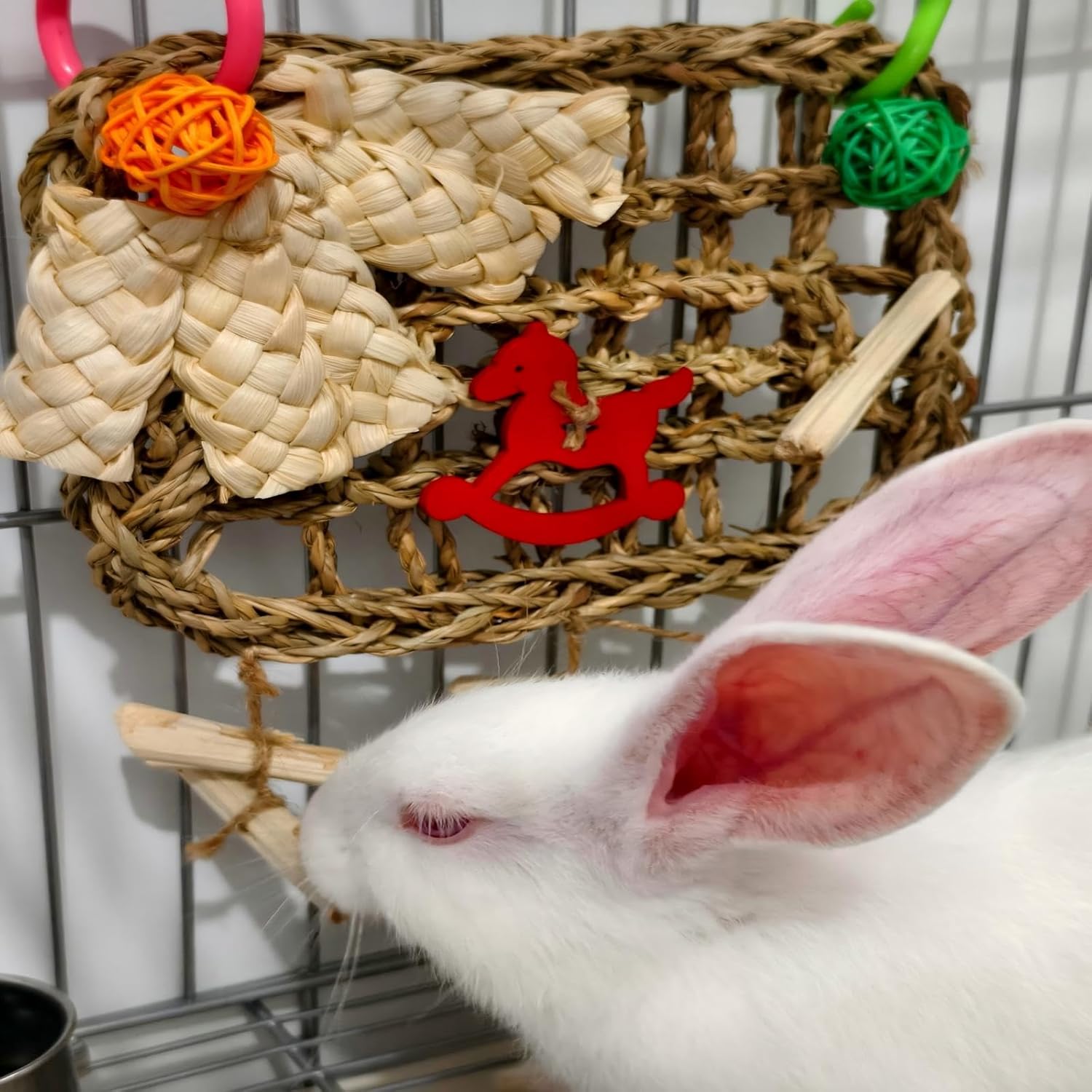 Rabbits Chew Toy,Bunny Cage Hanging Chew Toys and Treats,Grass with Sweet Bamboo for Guinea Pigs Chinchillas Hamsters Rats - Happypetzone.online - Image 6