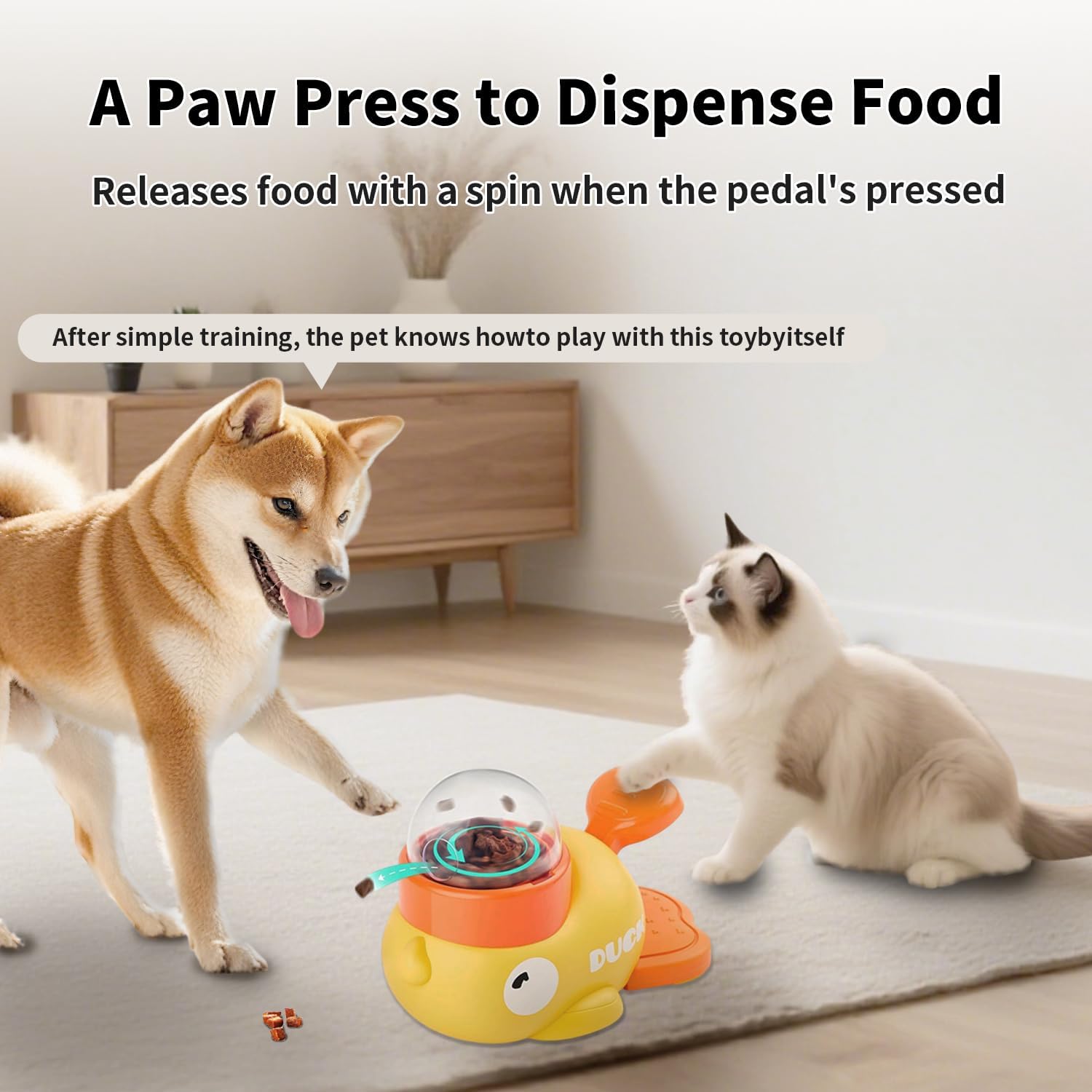 Interactive Dog Treat Dispenser Toy, Cute Duck Slow Feeder & Food Puzzle for Cats/Puppies - Durable IQ Training Pet Toy for Boredom Relief & Healthy Digestion - Happypetzone.online - Image 4