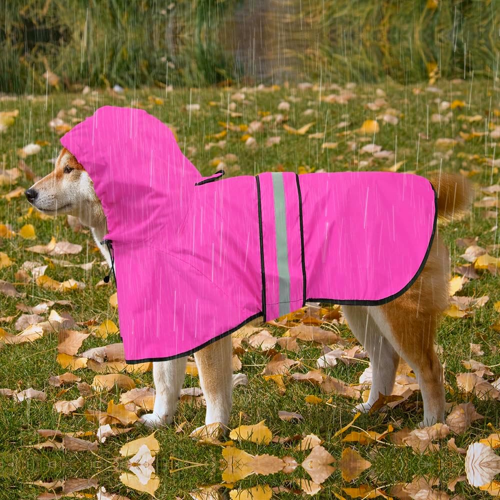 Reflective Dog Rain Coat - Waterproof Adjustable Pet Rain Jacket, Lightweight Dog Hooded Poncho Raincoat for Small to X- Large Dogs and Puppies (Pink, Large) - Happypetzone.online - Image 5