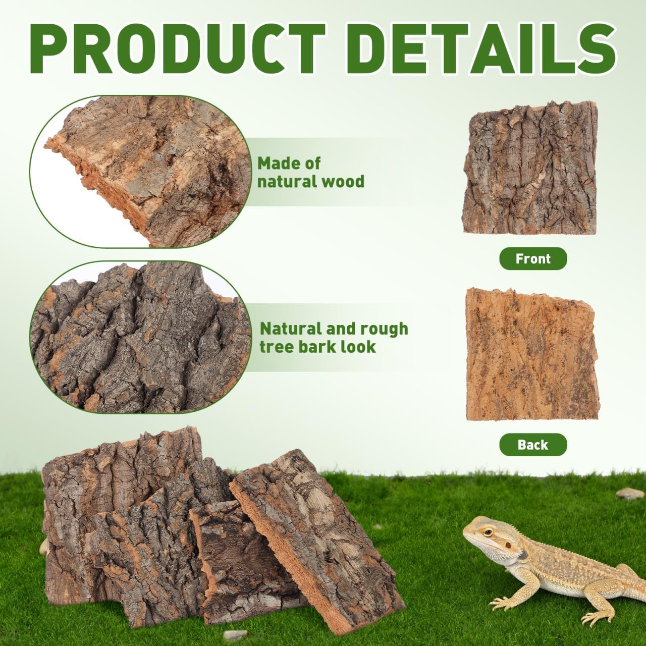 Baluue 4 Pack Reptile Cork Bark, Natural Reptile Bark Bedding for Terrarium Substrate Tank Supplies Decor for Gecko, Lizard, Tortoise, Frog, Spiders, Hermit Crabs - Happypetzone.online - Image 7