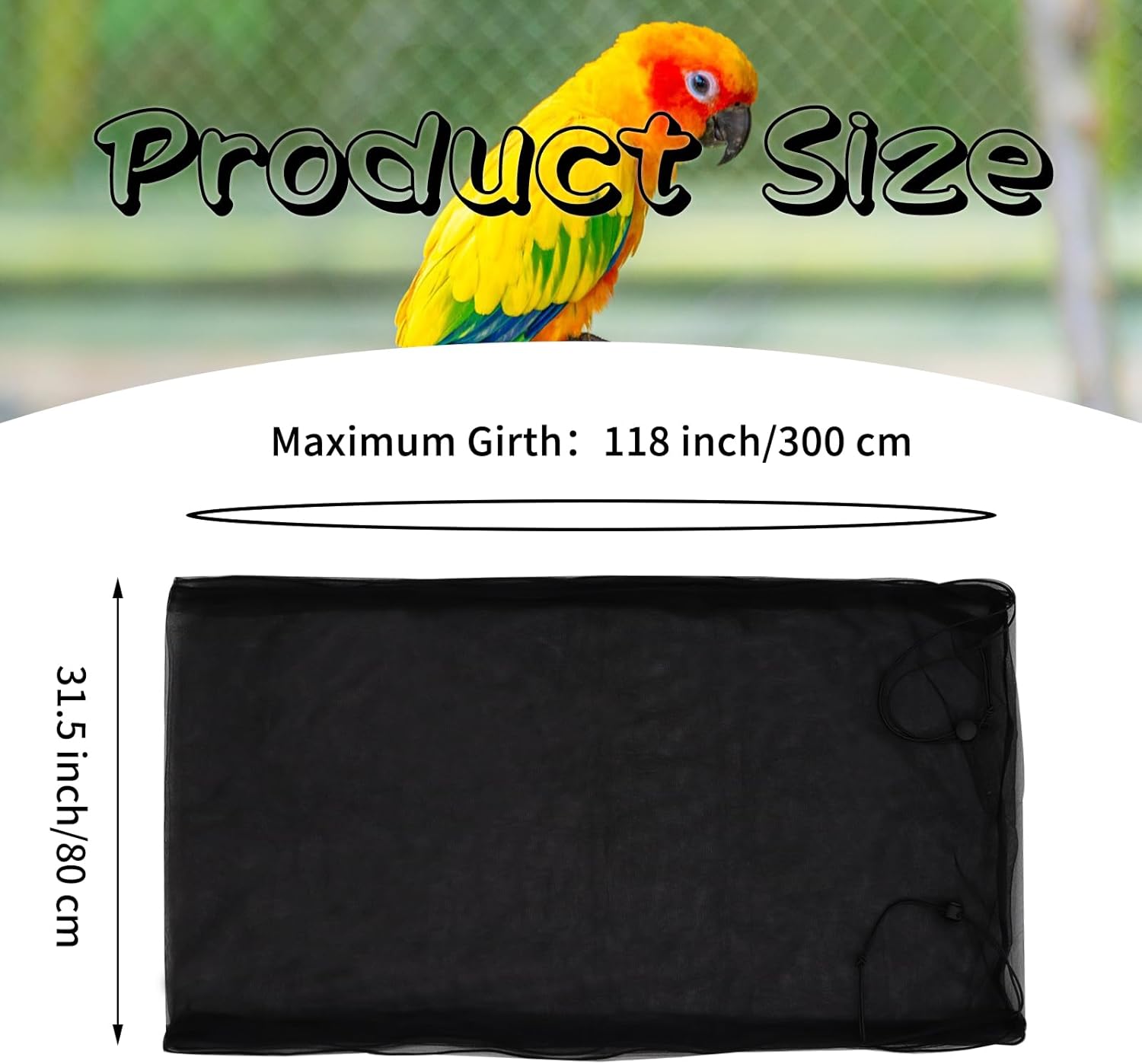 Daoeny Bird Cage Seed Catcher, Large Bird Cage Cover, Adjustable Soft Airy Nylon Mesh Net, Birdcage Cover Skirt Seed Guard for Parrot Parakeet Macaw African Round Square Cages (Black) - Happypetzone.online - Image 3