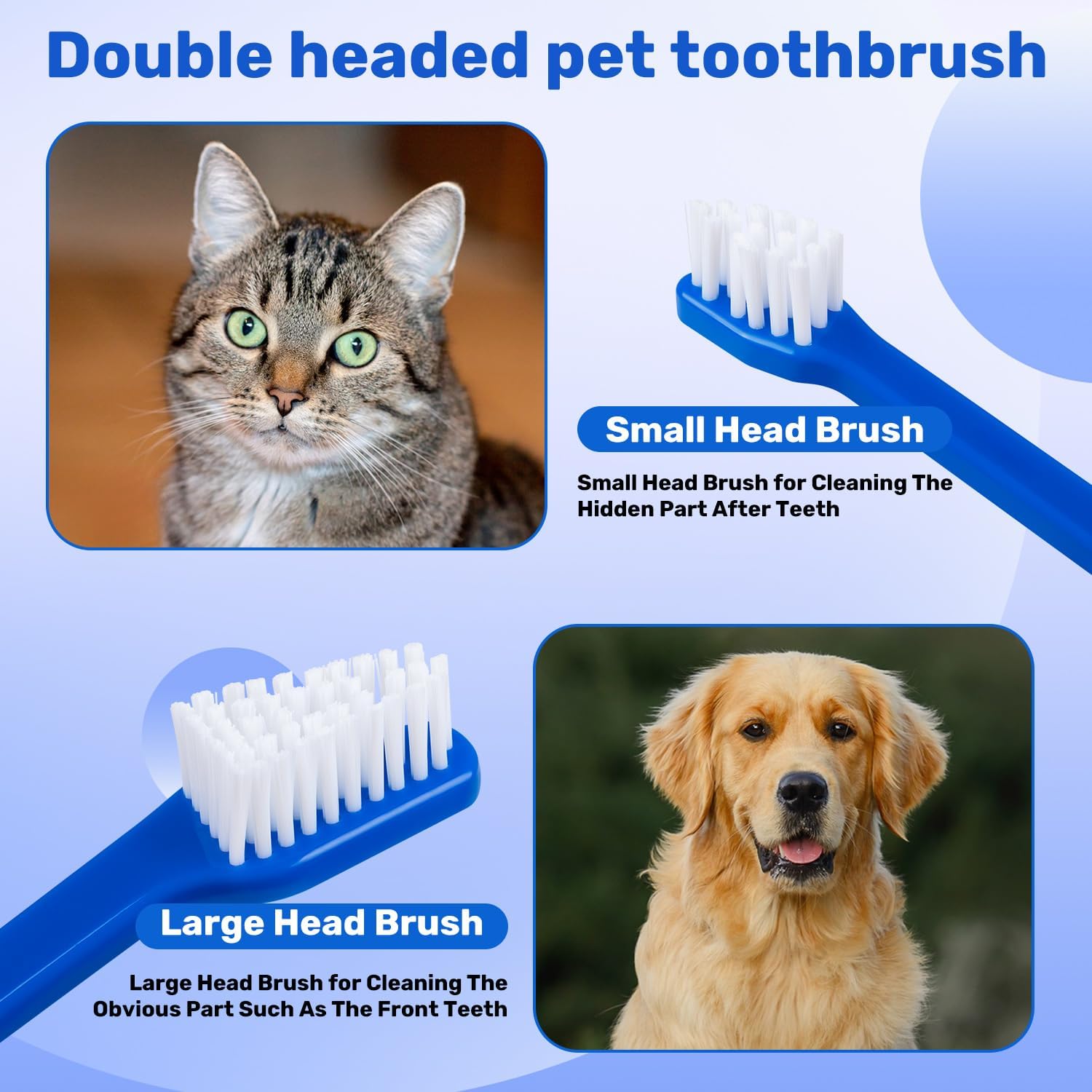 Newday Dog Toothbrush Set of 8 - Dual Headed, Dental Hygiene Convenient Soft Toothbrush to Clean pet Teeth, Dog Tooth Brushes for Small to Large Dogs, Cats, and Most Pets, Teeth Brush in Bulk - Happypetzone.online - Image 3