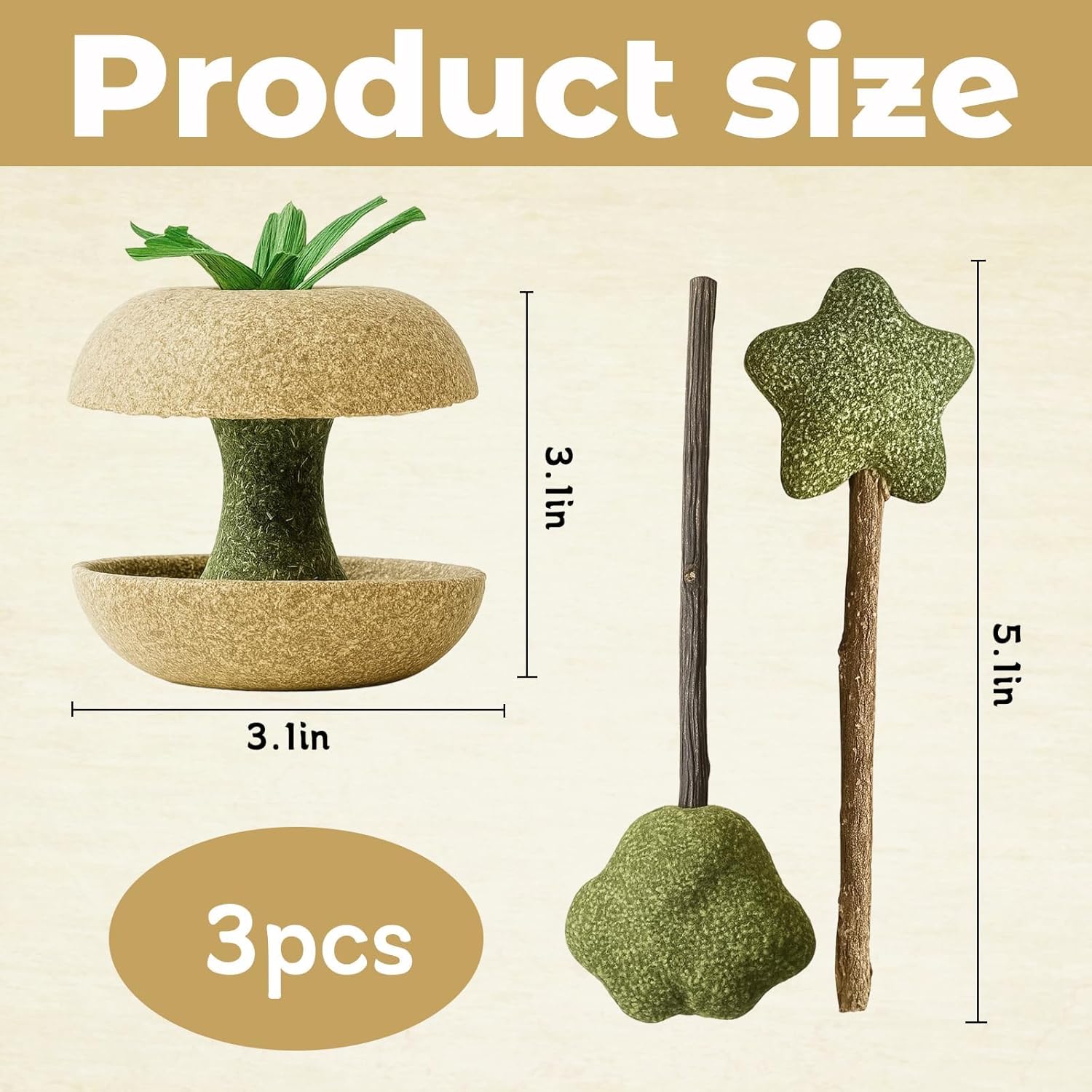 3PCS Hamster Stuff, Rabbit Chew Toys, Rat Toys, 2 Chew Sticks and 1 Apple Core, Small Animal Teeth Care, Natural Wood Material - Happypetzone.online - Image 2