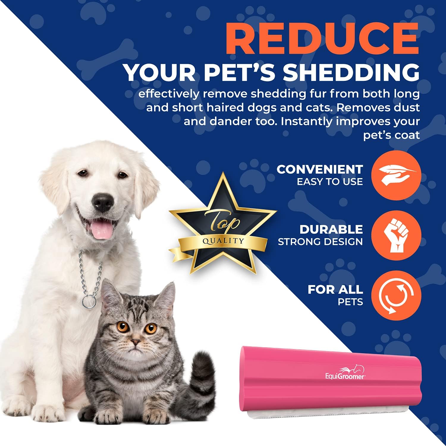 EasyGroomer Deshedding Brush for Dogs & Cats – Undercoat Grooming Tool for Short & Long Hair, Removes Loose Fur & Dirt, Reduces Shedding for Small & Large Pets, Pink - Happypetzone.online - Image 5