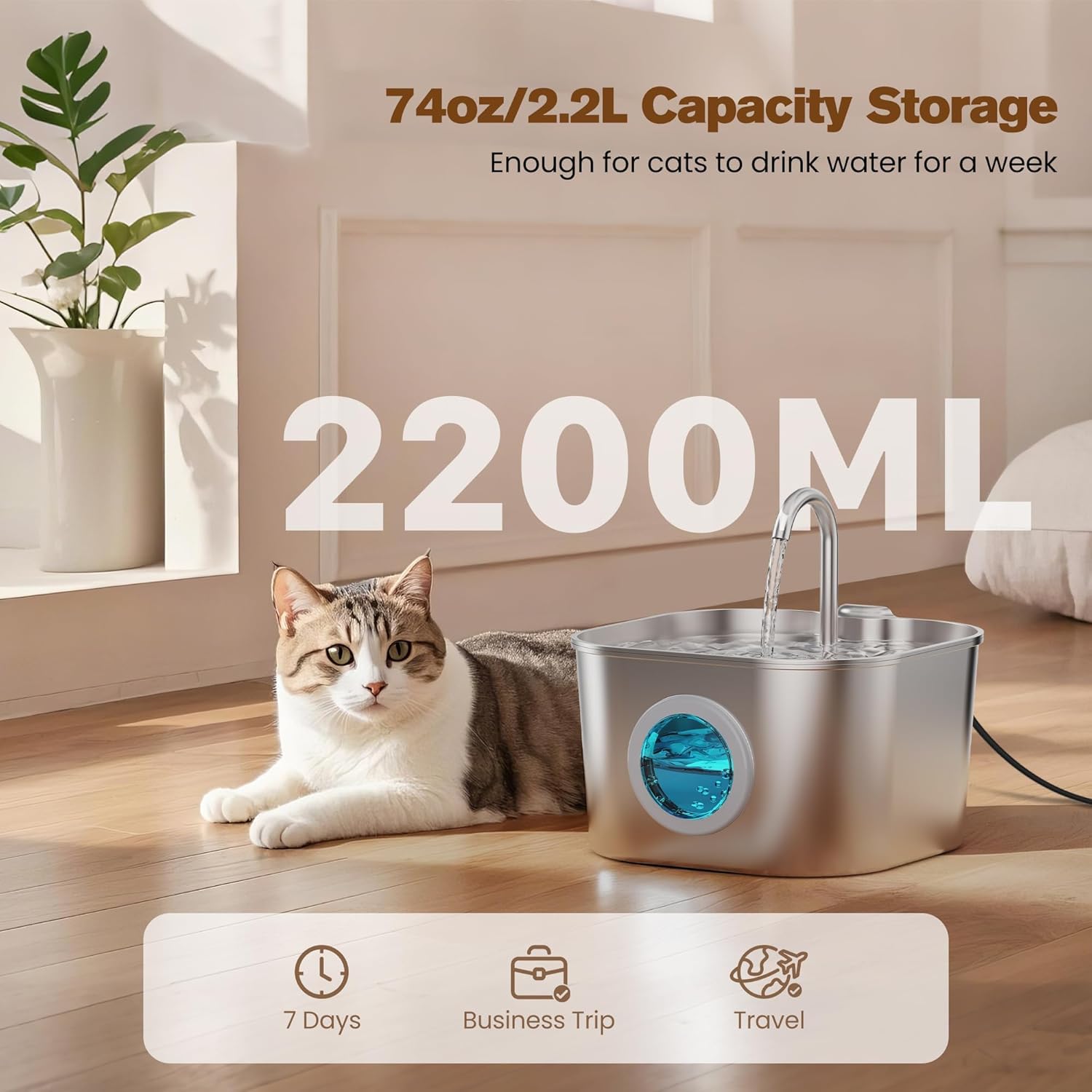 Cat Water Fountain Stainless Steel: Pet Fountains for Cats/Dog Indoor Automatic Waterer Bowls for Drinking Small Animal Water Dispenser Metal Pets Watering Faucet Bottle Auto Kitty Watering Supplies - Happypetzone.online - Image 6