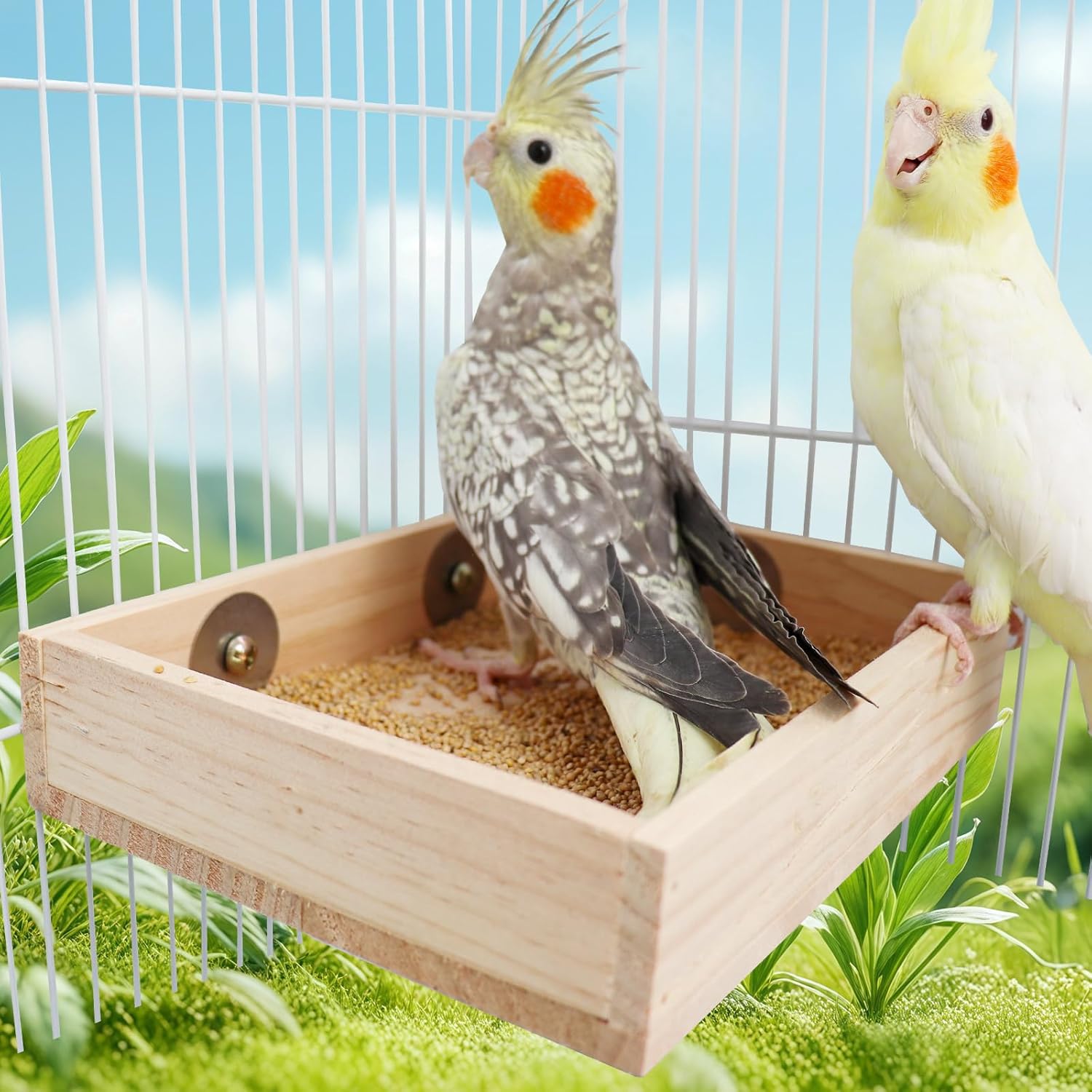 Bird Cage Accessories, Wooden Food Dish for Small to Medium Birds, Bird Feeder for Cage, Food Bowl for Budgie, Cockatiel, Lovebird, Conure, Parakeet, Canary, Kakariki - Happypetzone.online - Image 5