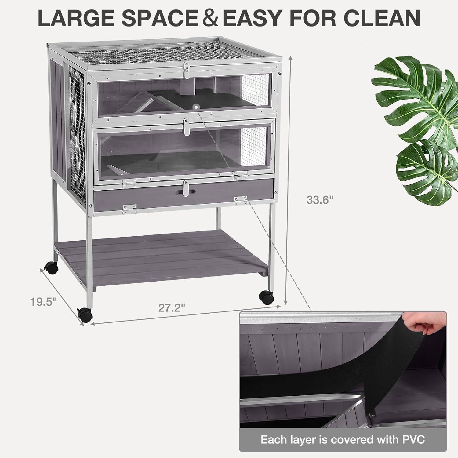 Guinea Pig Cage, Moveable Metal Frame Hamster Cage Anti-Chewing with Aluminium Alloy Edge, Hideouts, Ramps, Seesaws Chewing Toy, Deeper Pull-Out Leakproof Tray for Indoor Outdoor(White) - Happypetzone.online - Image 3