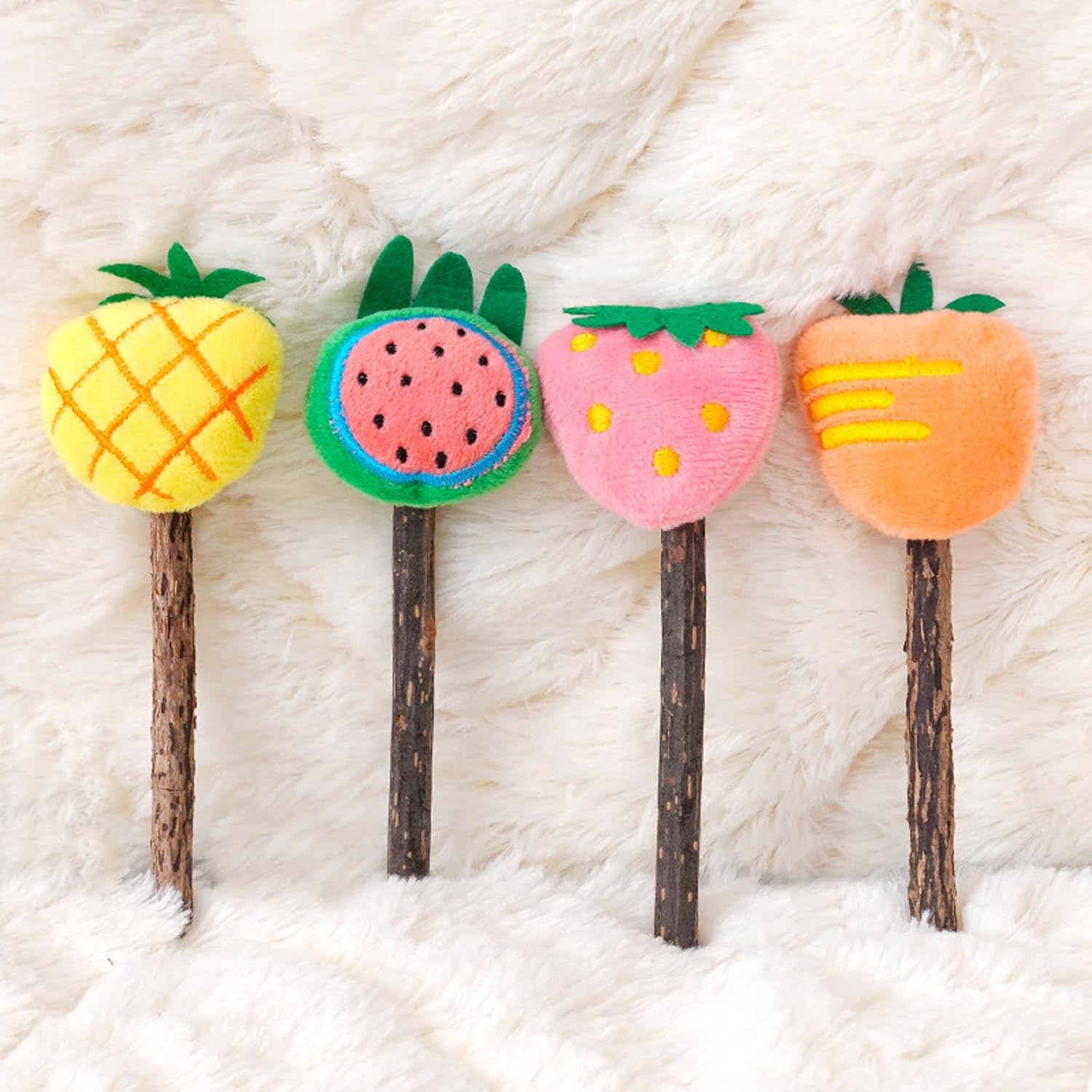Cat Chew Toys 4 Pack, Silvervine Sticks and Organic Catnip Toys for Indoor Cats, Kitten Teething Chew Stick Toys, Dental Chew Toys for Cats, Interactive Cat Kicker Toys for Kittens and Adults - Happypetzone.online - Image 4