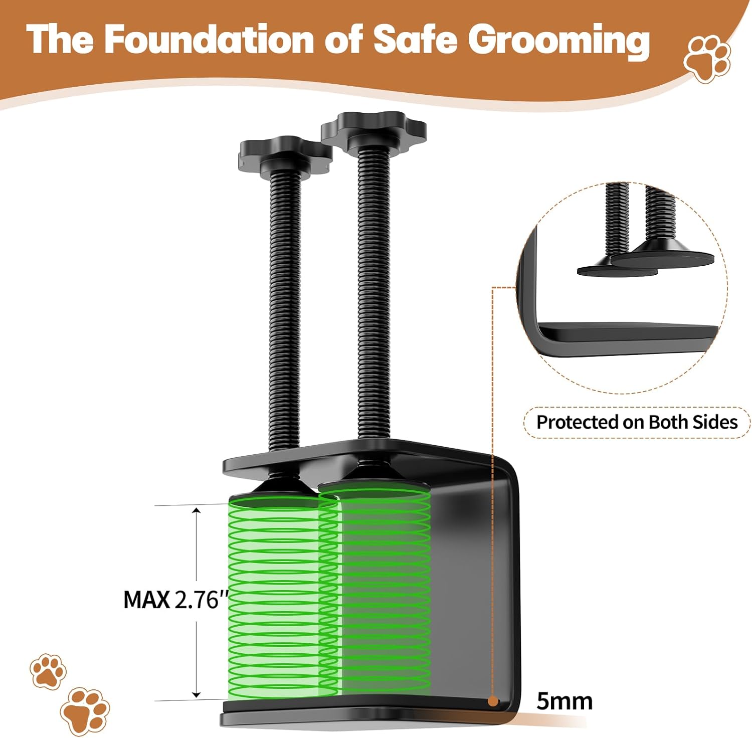 Dog Grooming Table Arm, 31.5"-43.3" Adjustable Pet Stand with Hammock & Clips – 3-in-1 Grooming Kit for Nail Trimming, Haircut & Drying, Home Supplies for Small Dogs - Happypetzone.online - Image 6
