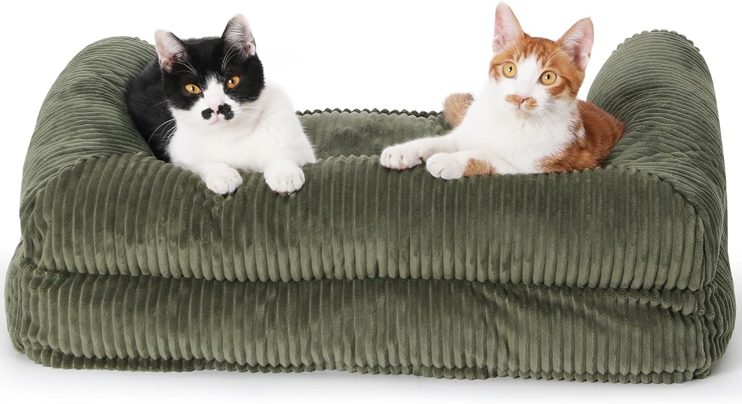 FUKUMARU Dog Couch Bed, Corduroy Cozy Cat Bed for Indoor Cats with Washable Cover, 28in Waterproof Orthopedic Dog Beds Sofa for Small Dogs and Large Cats, Cute Warm Cotton Pet Sofa, Green - Happypetzone.online - Image 9