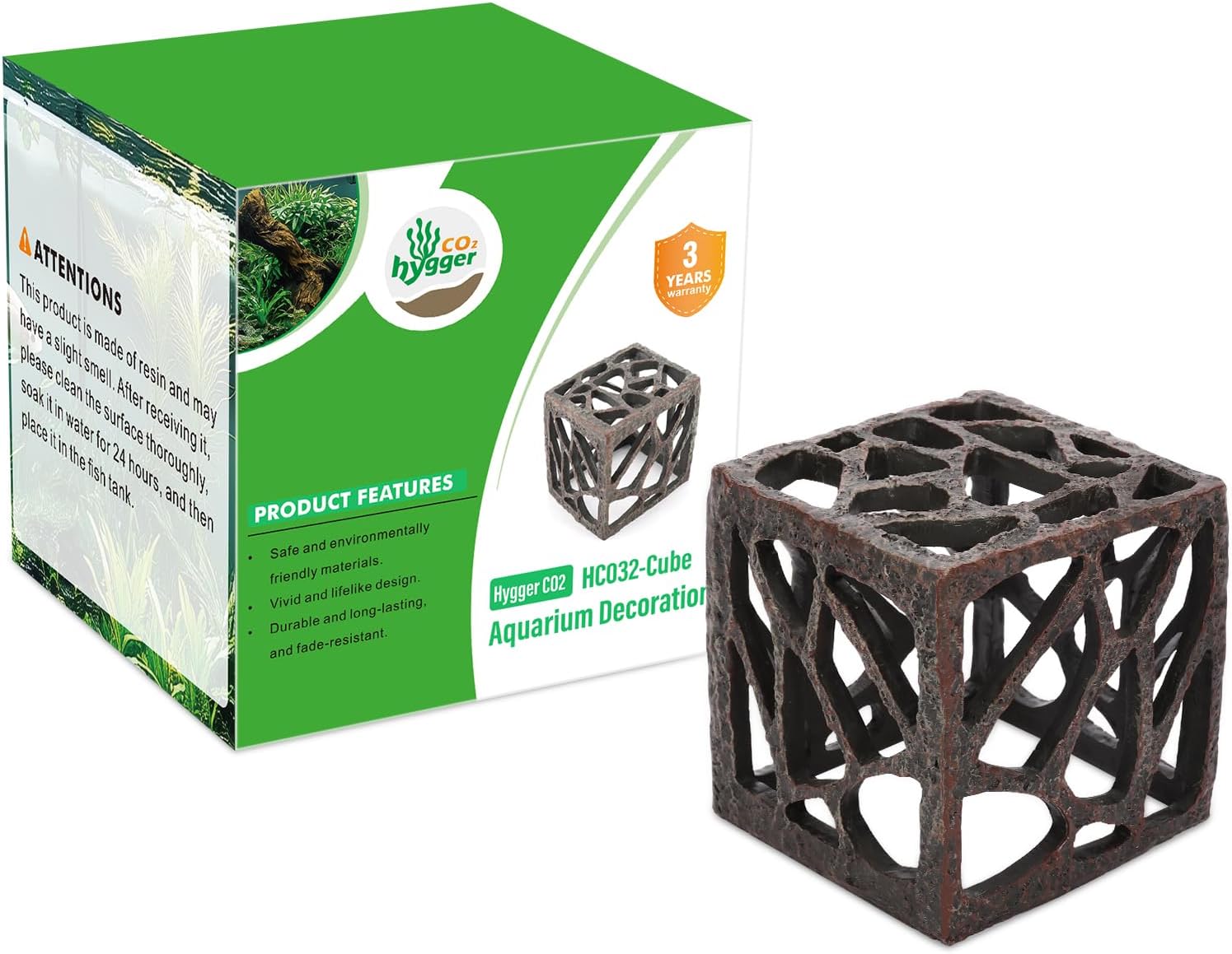 Cube Aquarium Decoration Resin-Modern Hollow Geometric Fish Tank Ornament for Shrimp & Plant Tanks-Approx. 4.1" L x 4.1" W x 4.1" H(Cube) - Happypetzone.online - Image 8