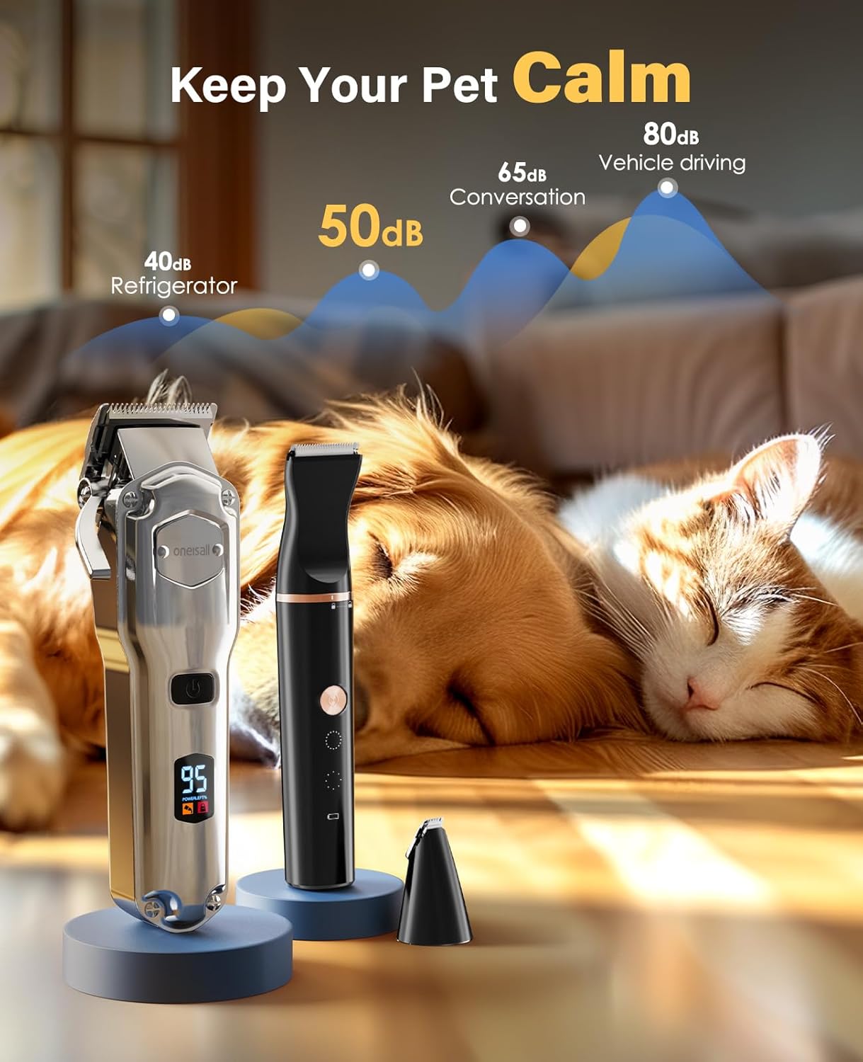oneisall Dog Grooming Kit for Heavy Thick Hair&Coats/Low Noise Rechargeable Cordless Waterproof Dog Clippers for Grooming Animals&Pets/Pet Shaver with Stainless Steel Blade and Paw Trimmer - Happypetzone.online - Image 5