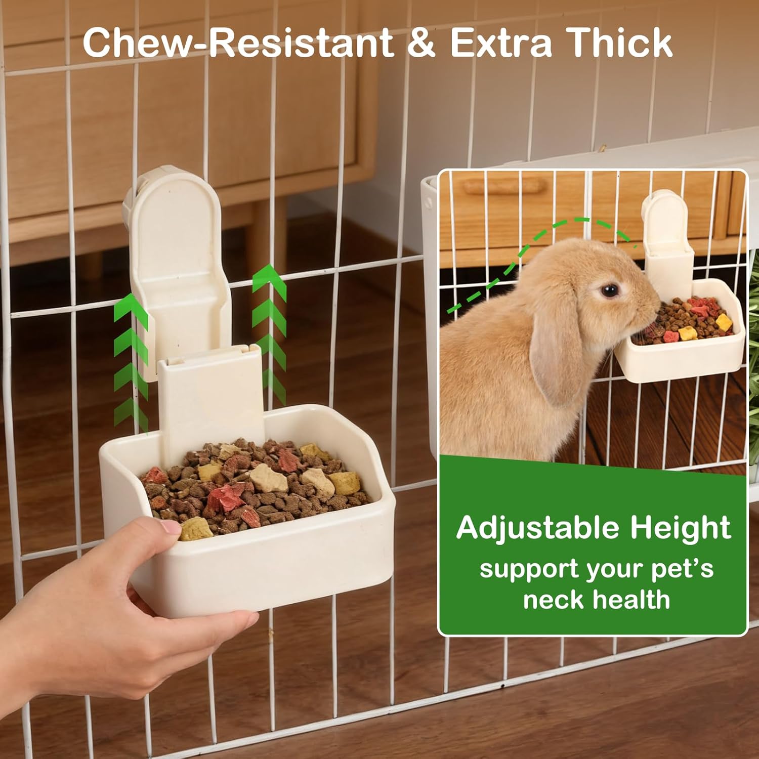 RUBYHOME Rabbit Hay Feeder Guinea Pig Food Feeder Adjustable Height Rabbit Feeder Guinea Pig Food Bowl Complete Bunny Bundle Bunny Accessories for Rabbits, Guinea Pigs, Chinchillas - Happypetzone.online - Image 4