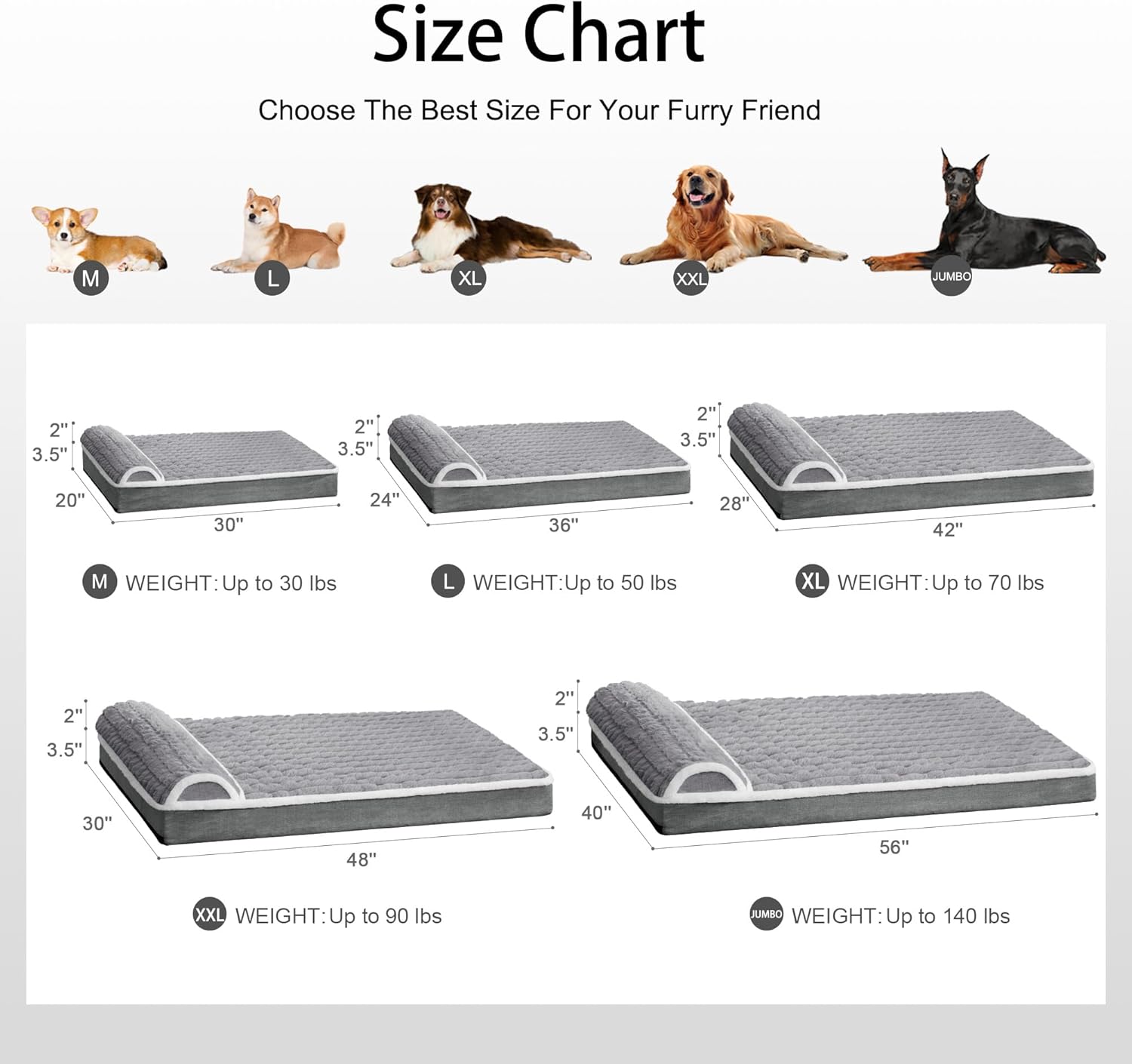 Orthopedic Dog Bed Large Sized Dog with Pillow 36''X24'', Waterproof Soft Comfortable Egg Crate Foam Pet Crate Beds Mat with Removable Washable Cover and Non-Slip Bottom, Grey - Happypetzone.online - Image 7