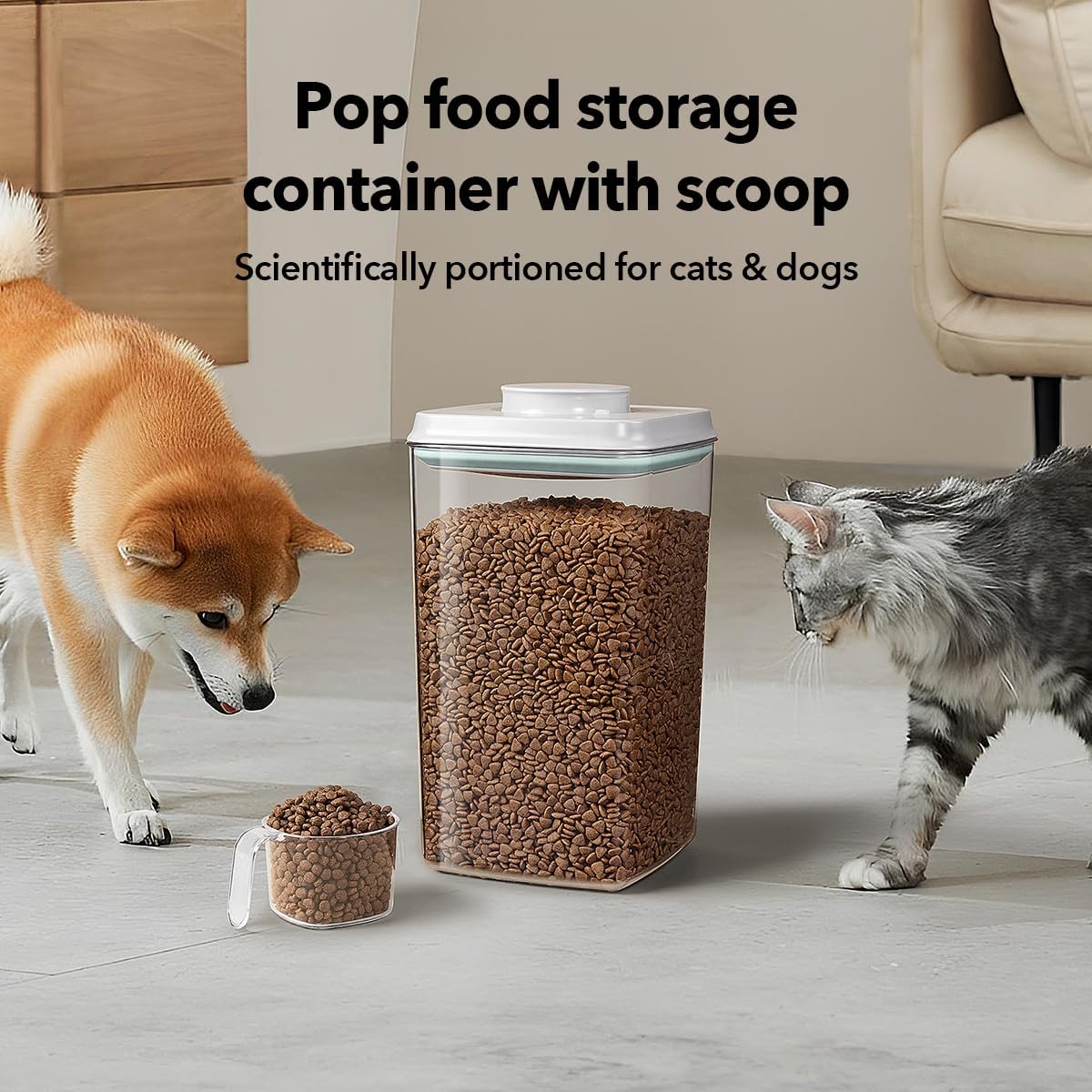 Ankou Dog Food Storage Container with 130ml Scoop – 4L/4.2qt Airtight Dog Food Container for Kibble & Treats, BPA-Free Cat Food Storage Container, Stackable Pop Lid Plastic Container with Lid - Happypetzone.online - Image 2