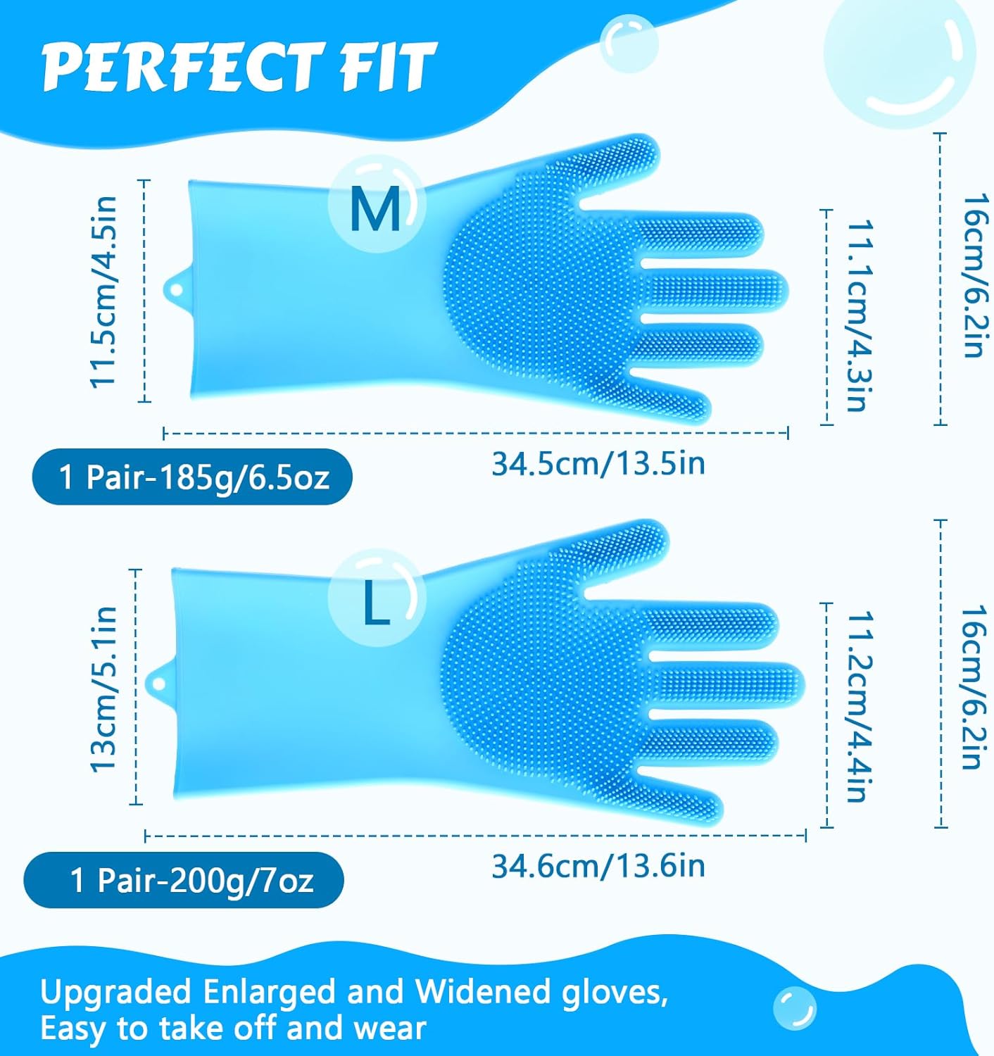 Pecute Pet Grooming Gloves - Heat Resistant Silicone Gloves with High-Density Teeth, Enhanced Five Finger Design for Bathing and Massaging Dogs and Cats, Blue - Happypetzone.online - Image 6
