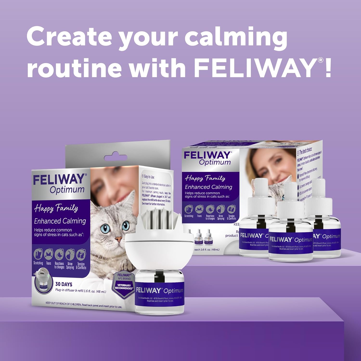 FELIWAY Optimum Cat Calming Diffuser Refill (1 Pack, 30 Day Supply) – Cat Pheromone Diffuser Refill for Advanced Support to Reduce Stress, Spraying, Scratching, Fighting and Hiding - Happypetzone.online - Image 9